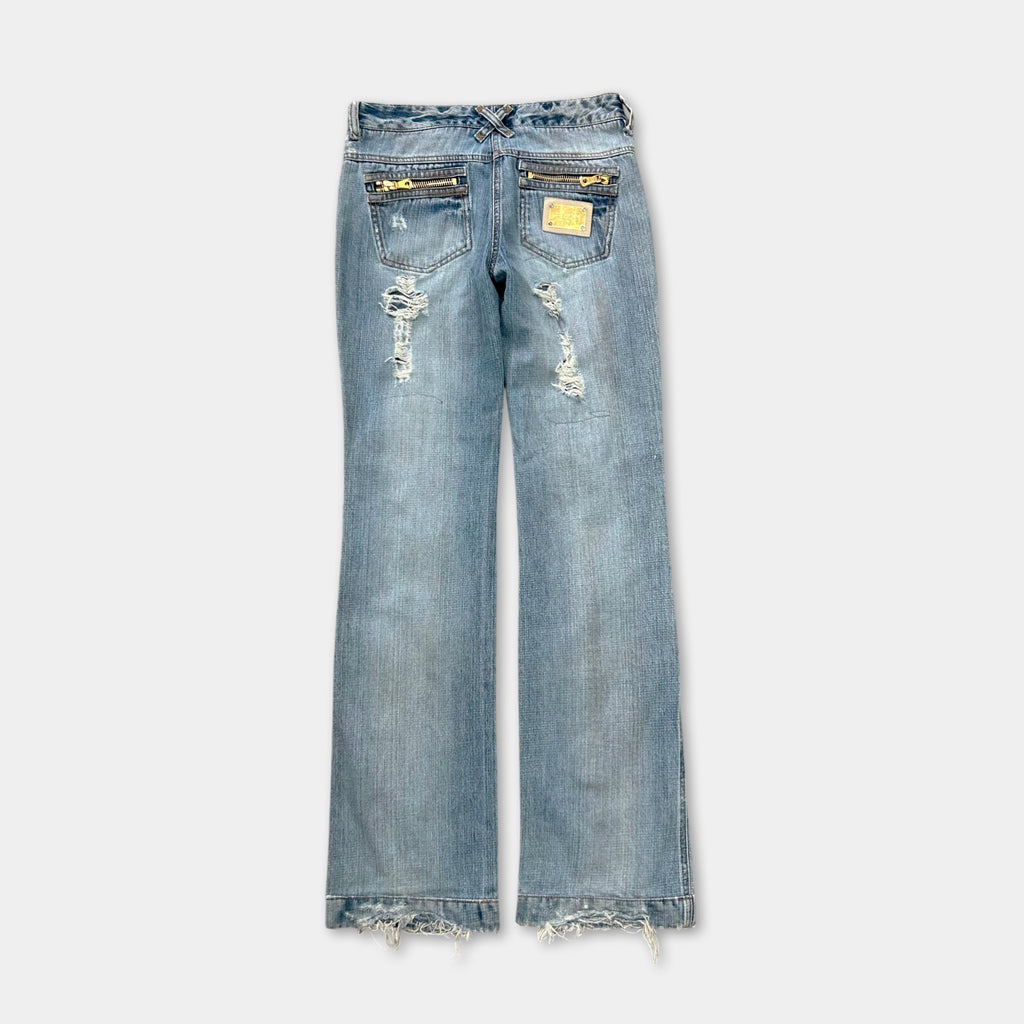 Dolce & Gabbana 2000's Flared Distressed Blue Jeans