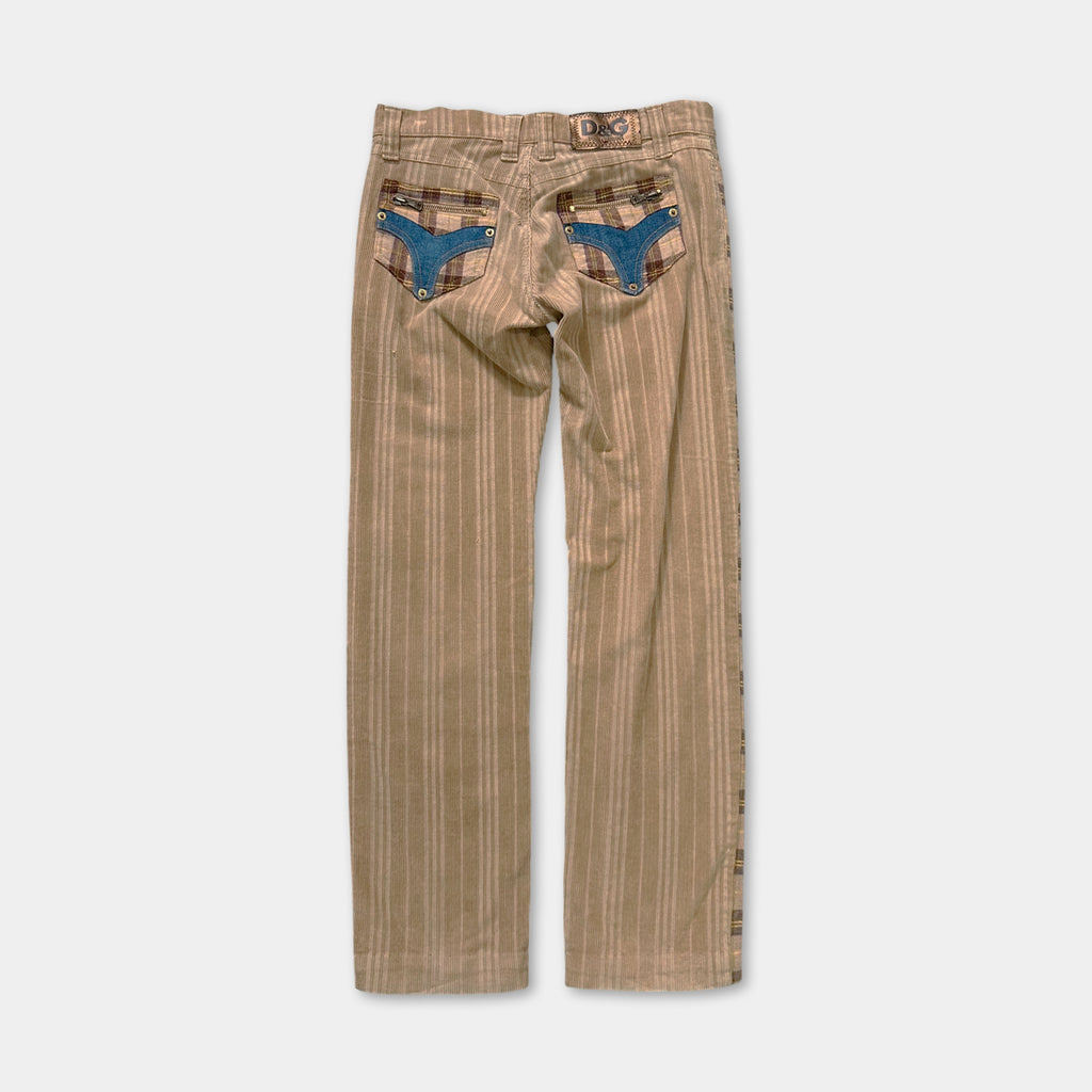 Dolce & Gabbana Checkered Brown Corduroy Pants