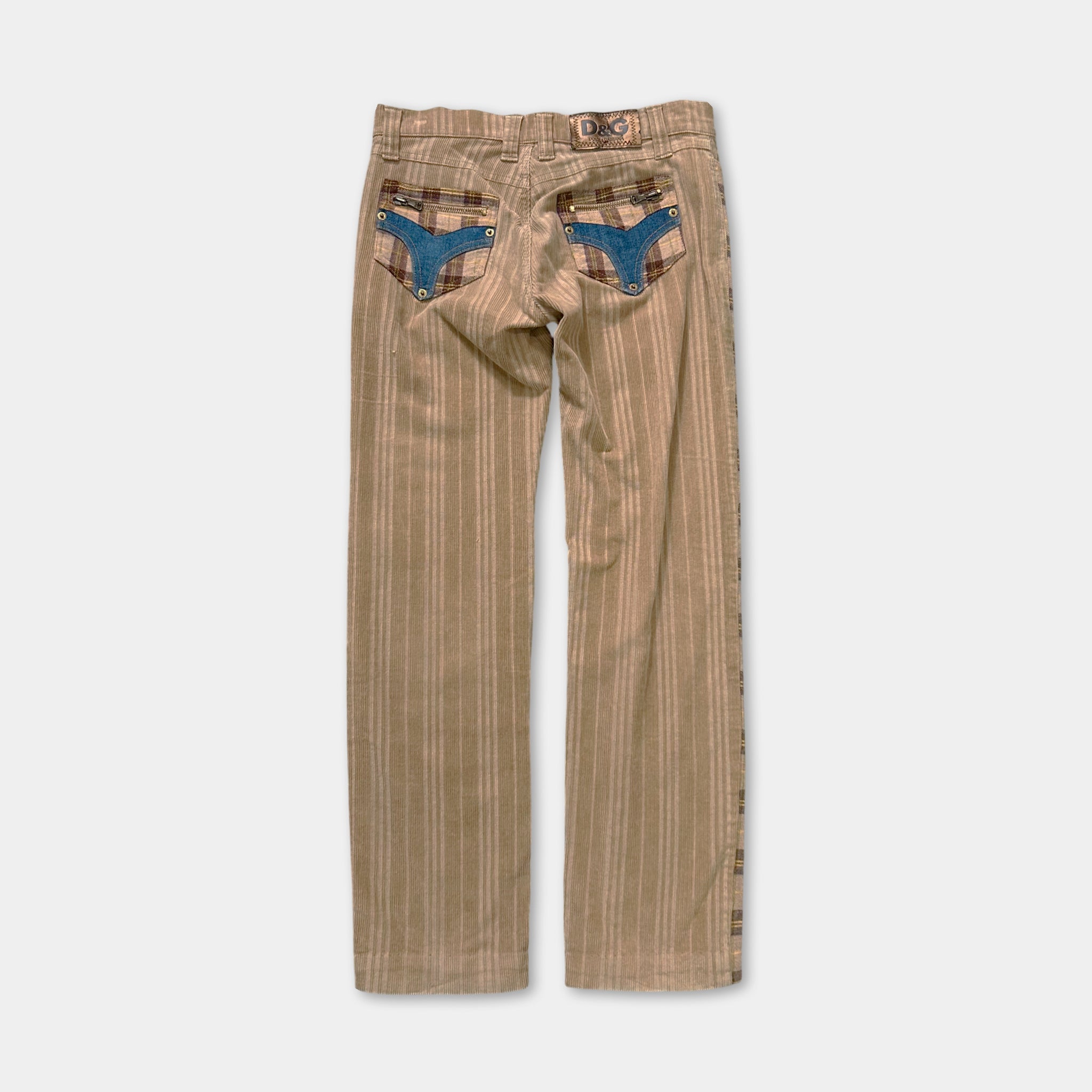 Dolce & Gabbana Checkered Brown Corduroy Pants