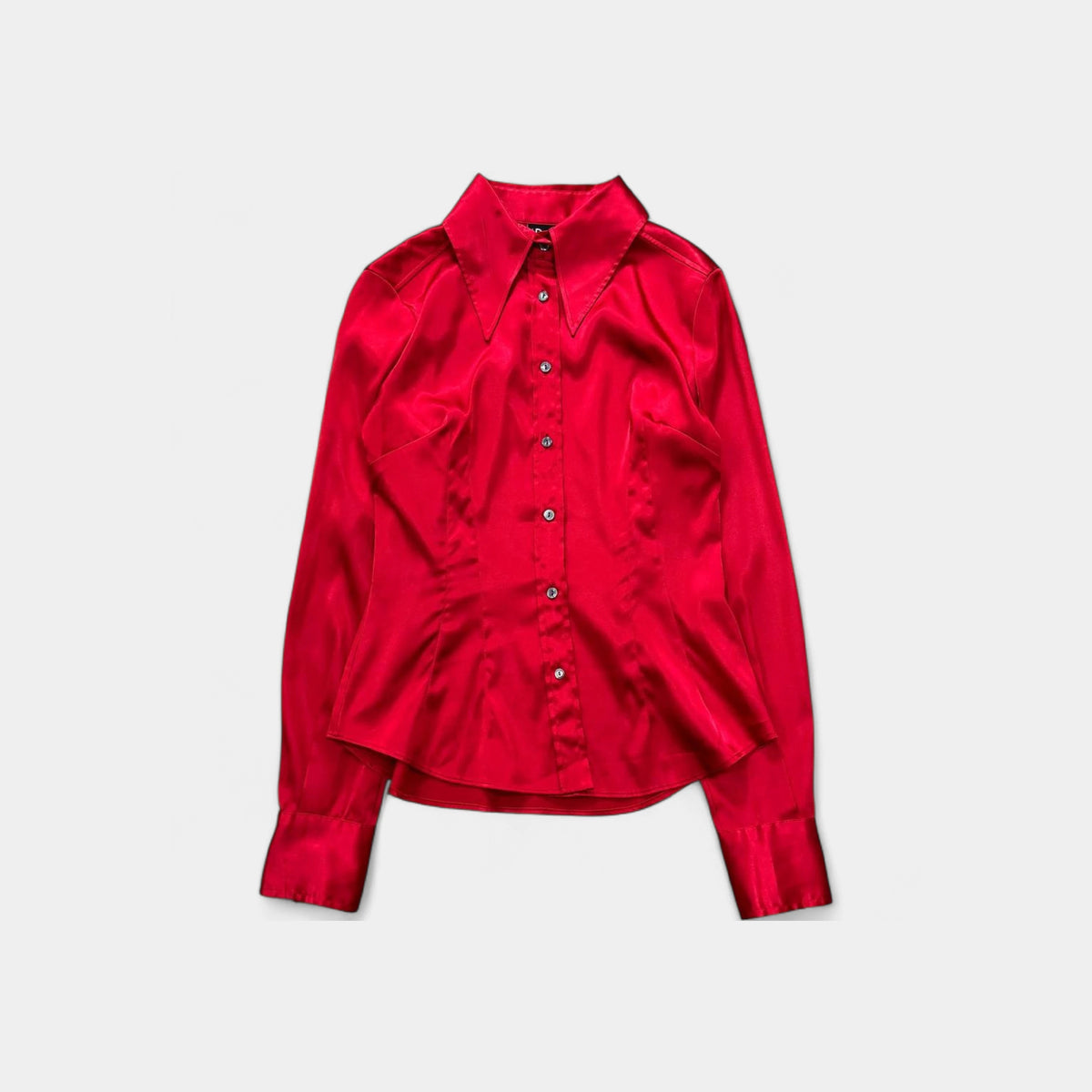 Dolce & Gabbana 90s Satin Red Button-Down Shirt