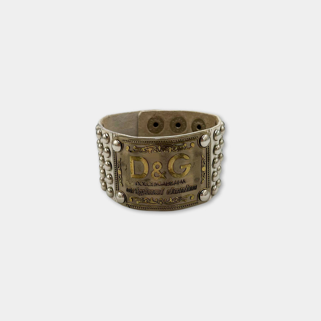 Dolce & Gabbana Vintage White Leather Western-Rock Bracelet