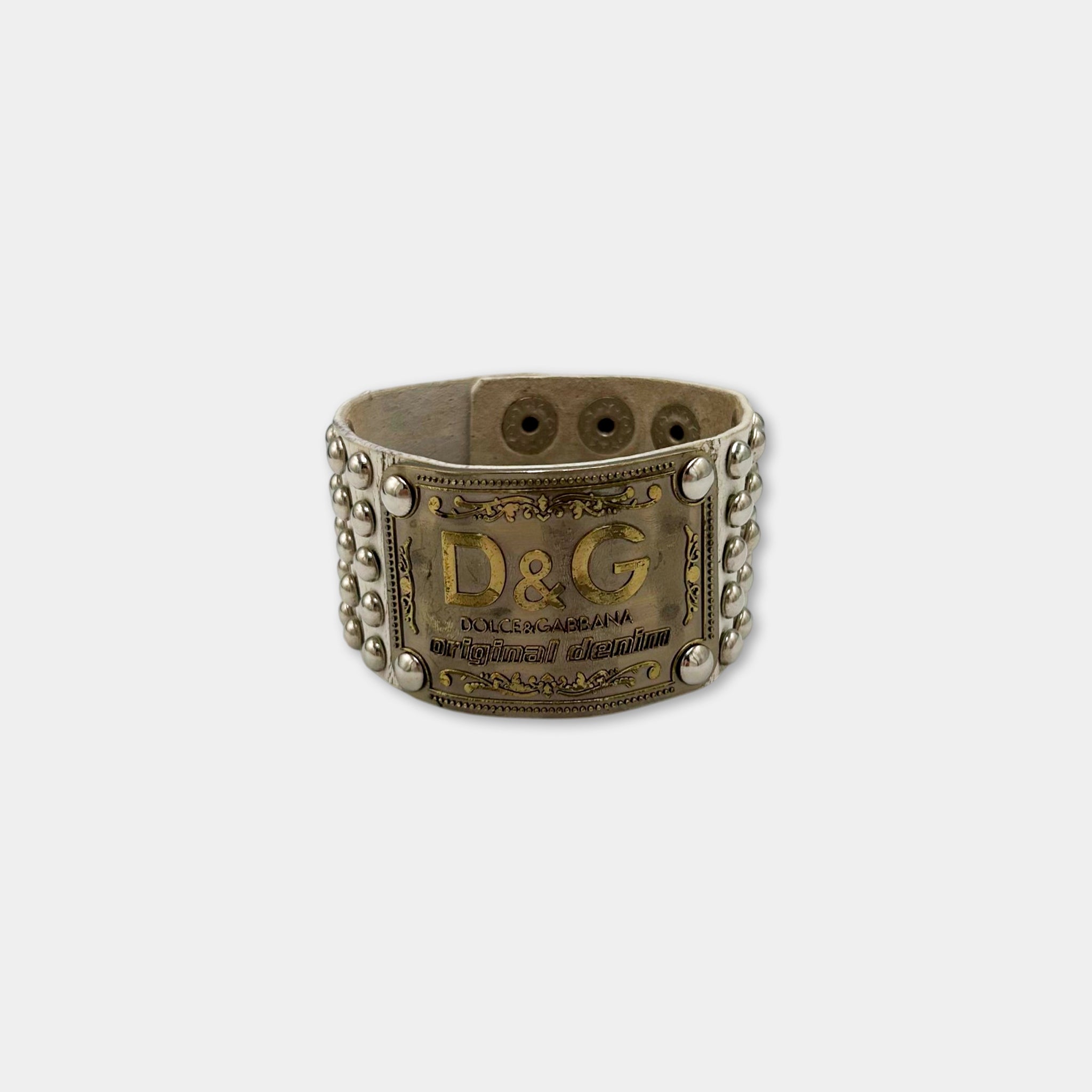 Dolce & Gabbana Vintage White Leather Western-Rock Bracelet