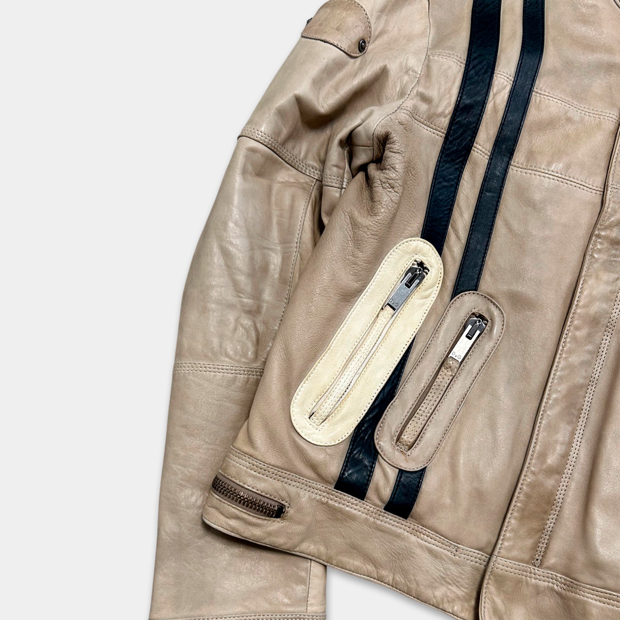 Dolce & Gabbana 2005 Black Leather Racing Jacket