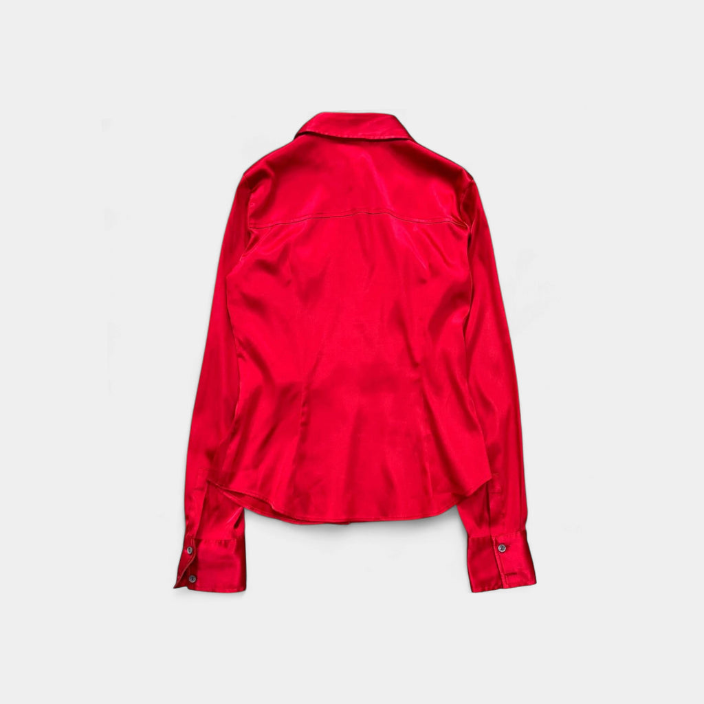 Dolce & Gabbana 90s Satin Red Button-Down Shirt