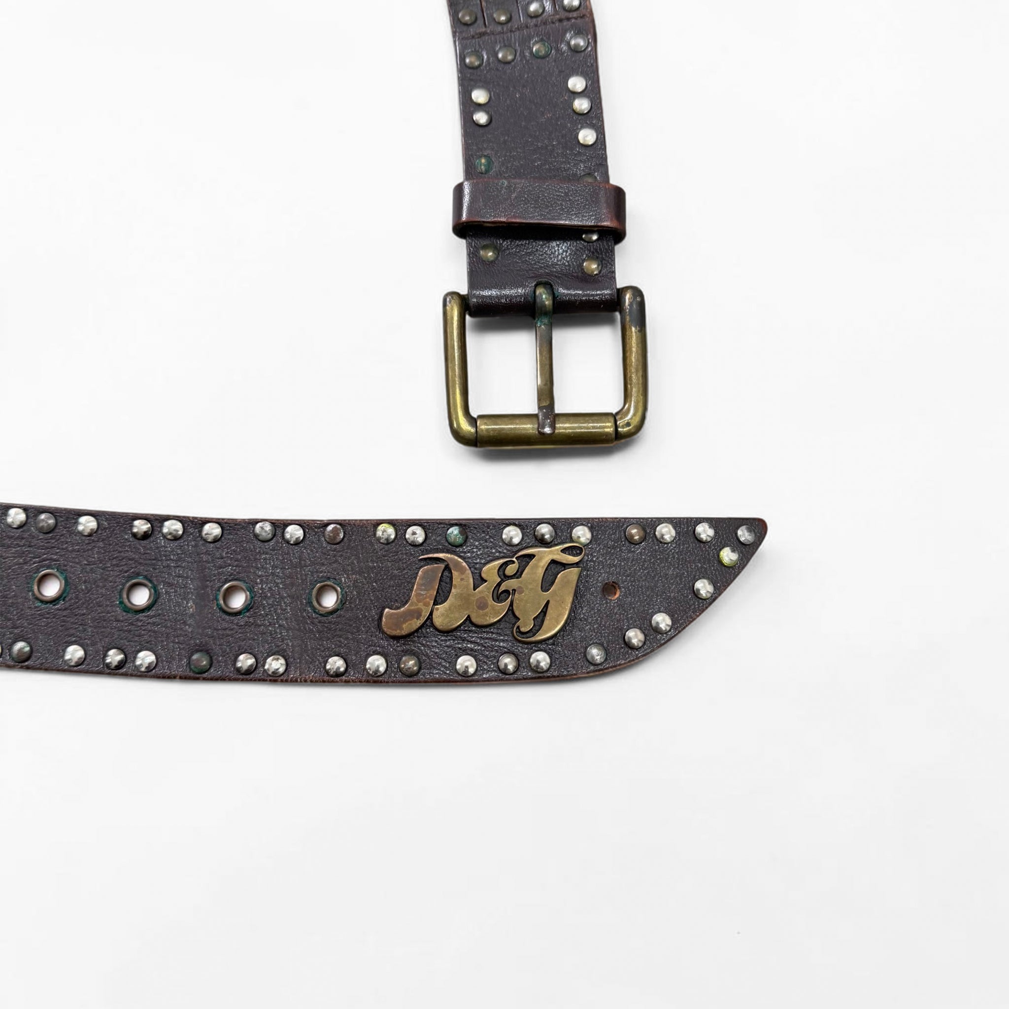 Dolce & Gabbana Vintage Brown Leather Multi-Strand Studded Belt