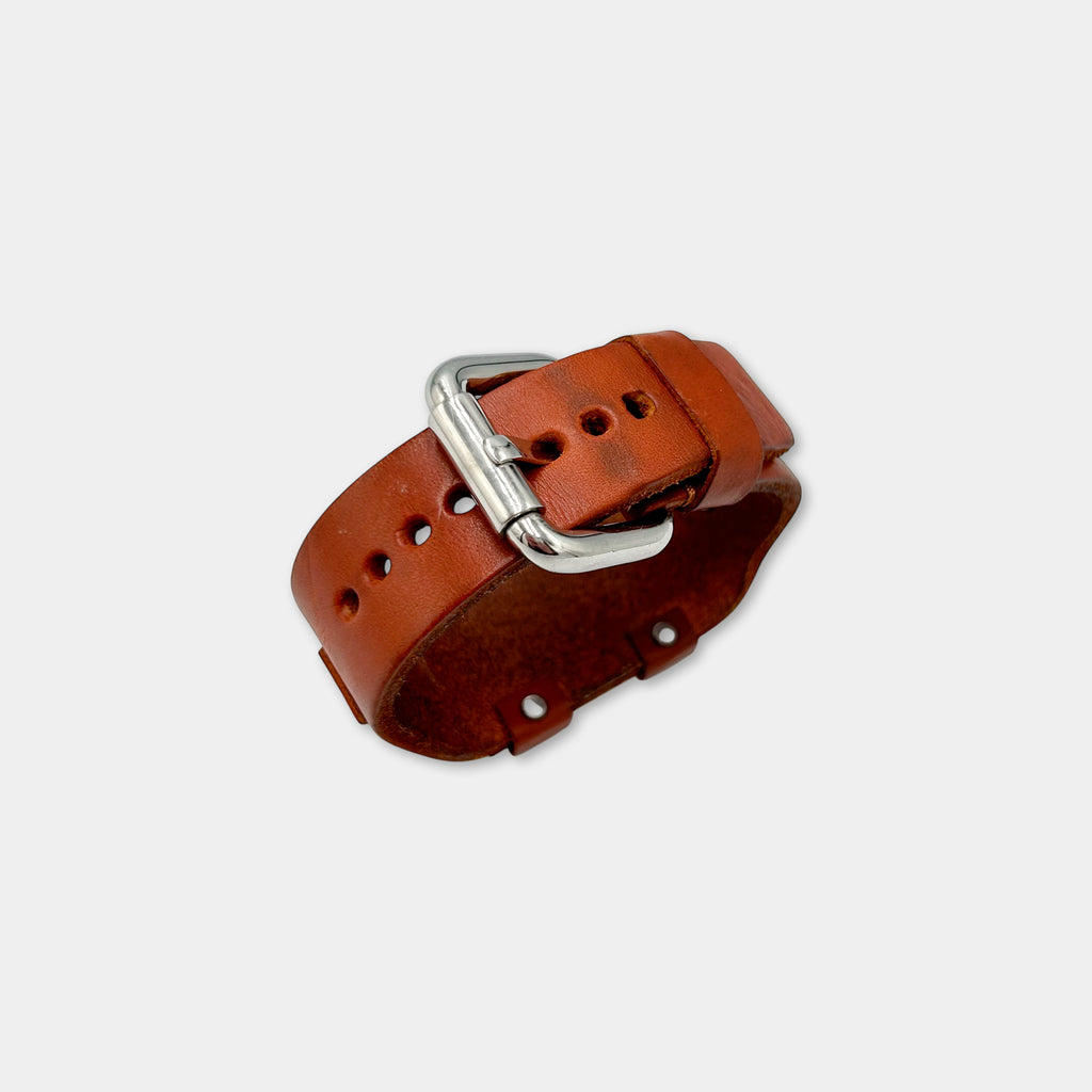 Dolce & Gabbana Metal Plate Brown Leather Bracelet