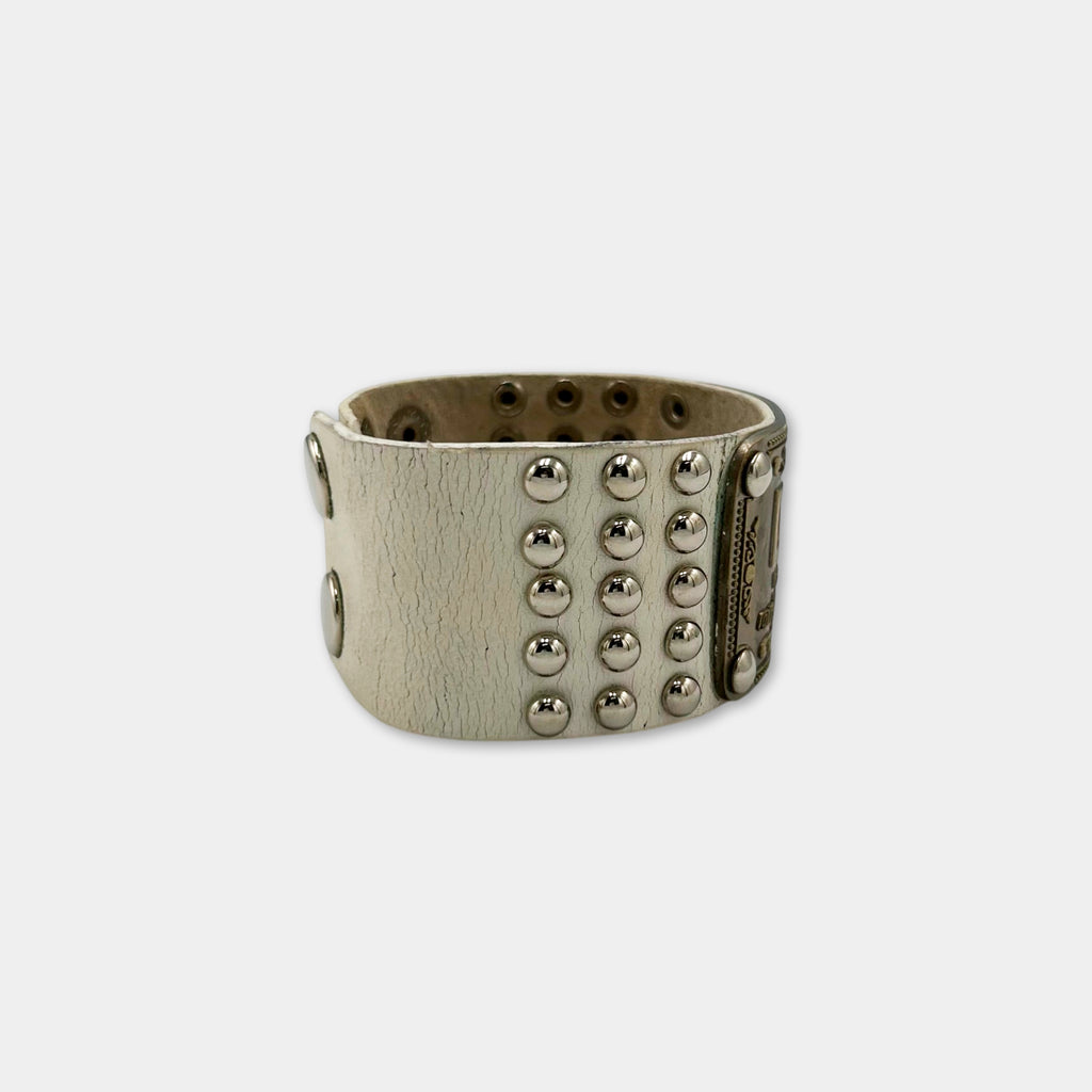 Dolce & Gabbana Vintage White Leather Western-Rock Bracelet