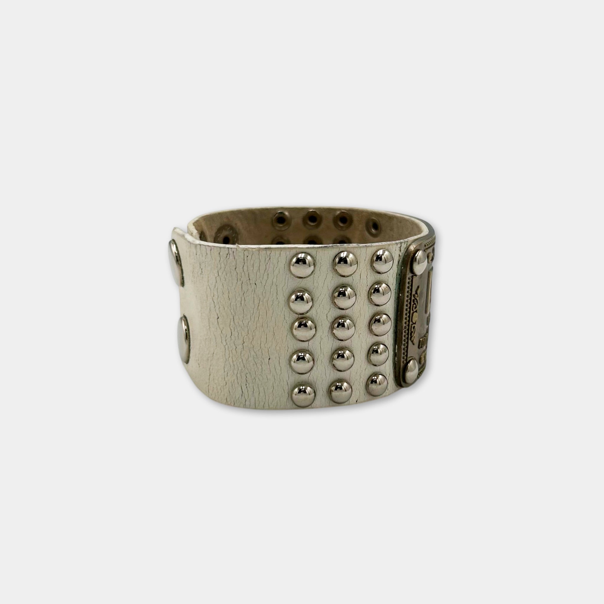 Dolce & Gabbana Vintage White Leather Western-Rock Bracelet