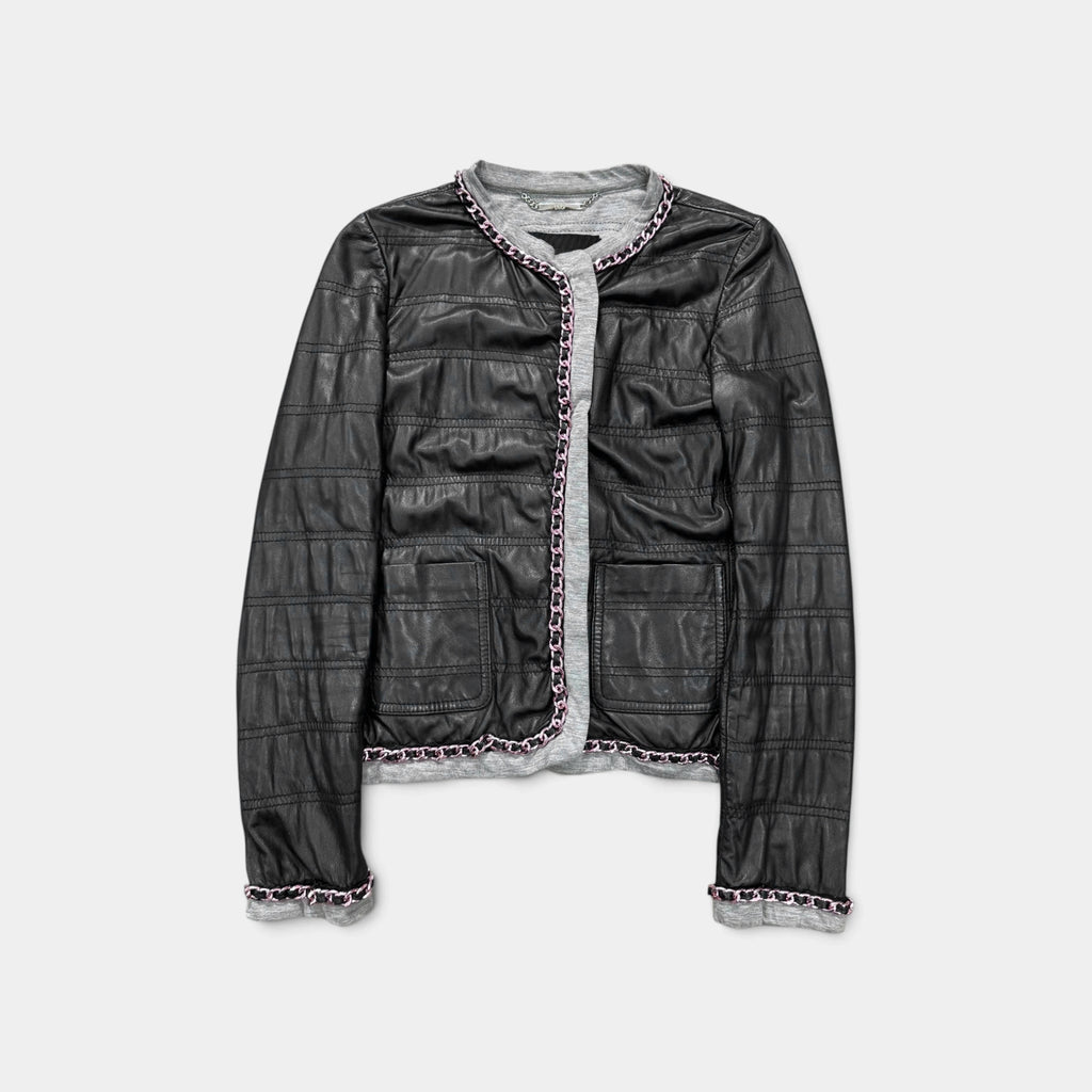 Dolce & Gabbana Chain Trim and Black Leather Jacket