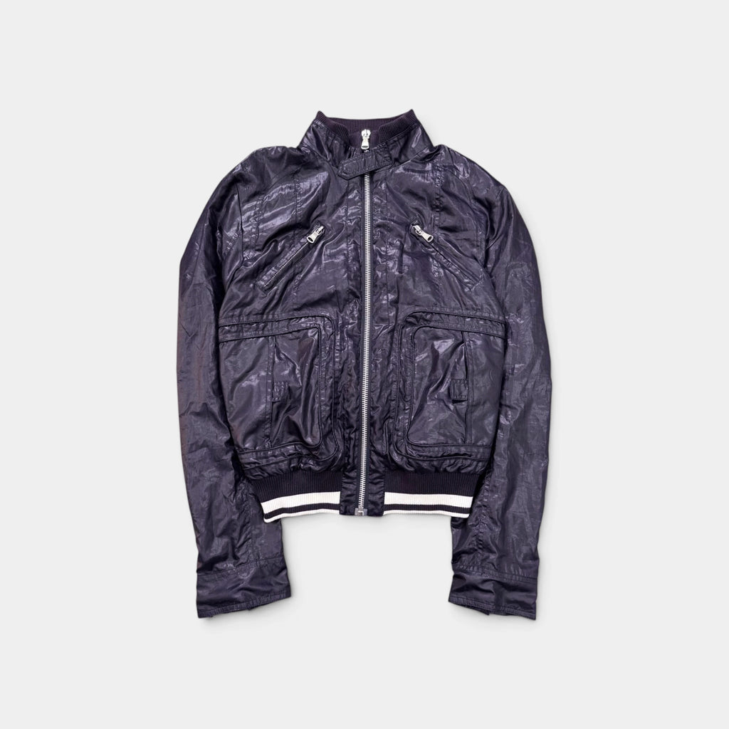 Dolce & Gabbana Purple Technical Nylon Multi-Pocket Bomber Jacket