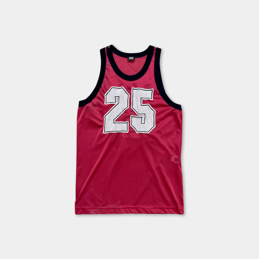 Dolce & Gabbana Red Mesh Basketball Jersey