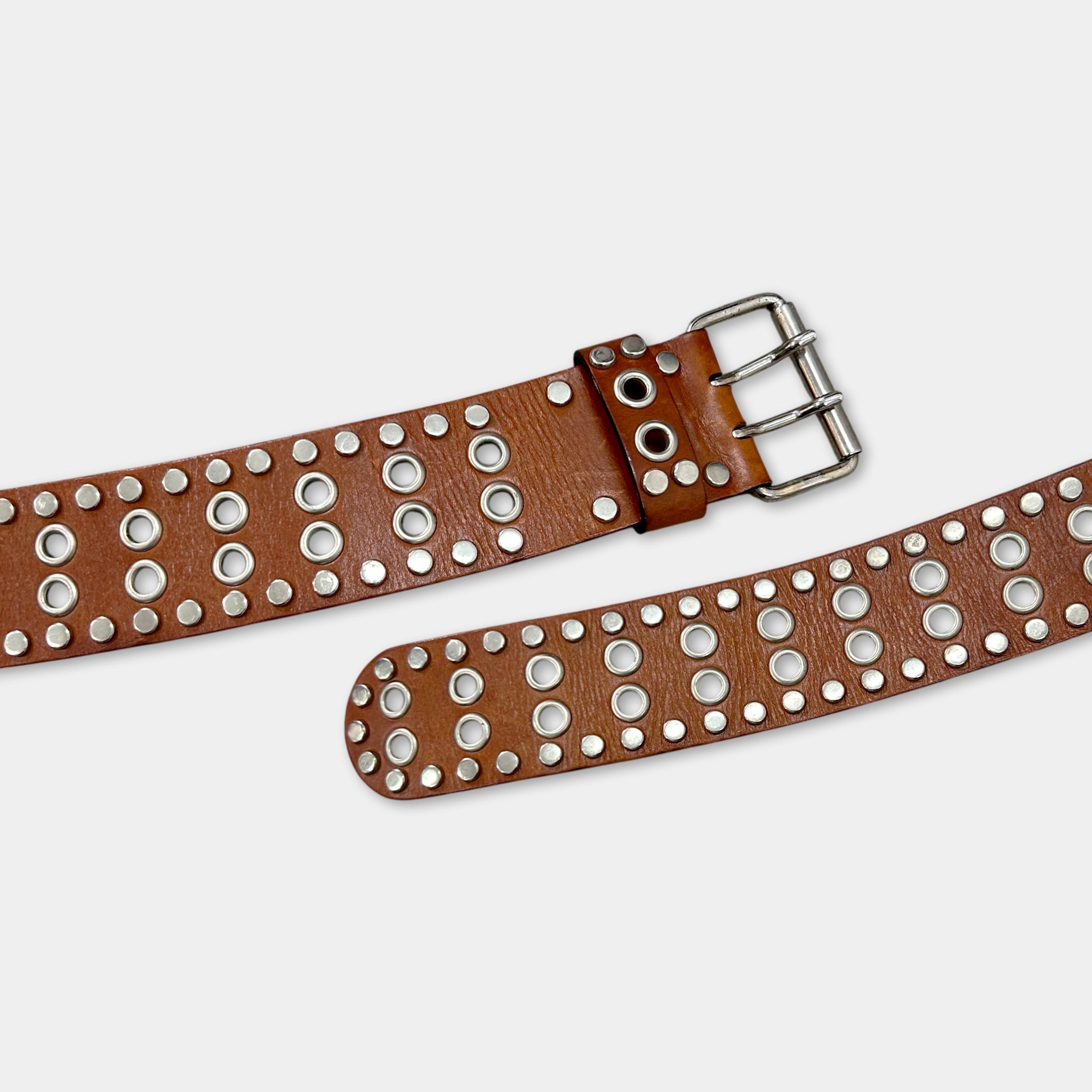 Dolce & Gabbana 2000s Brown Studded Leather Belt