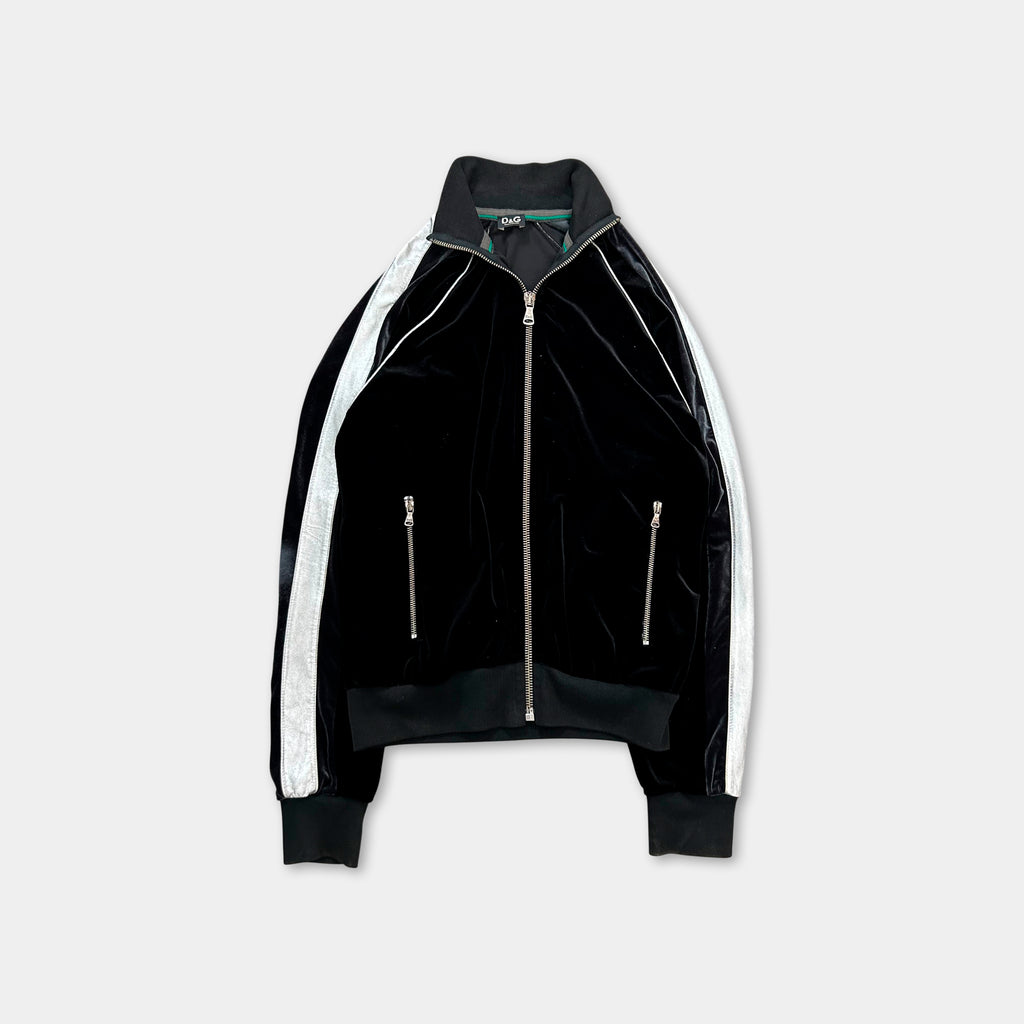 Dolce & Gabbana 2000's Sport Velour Black Track Jacket