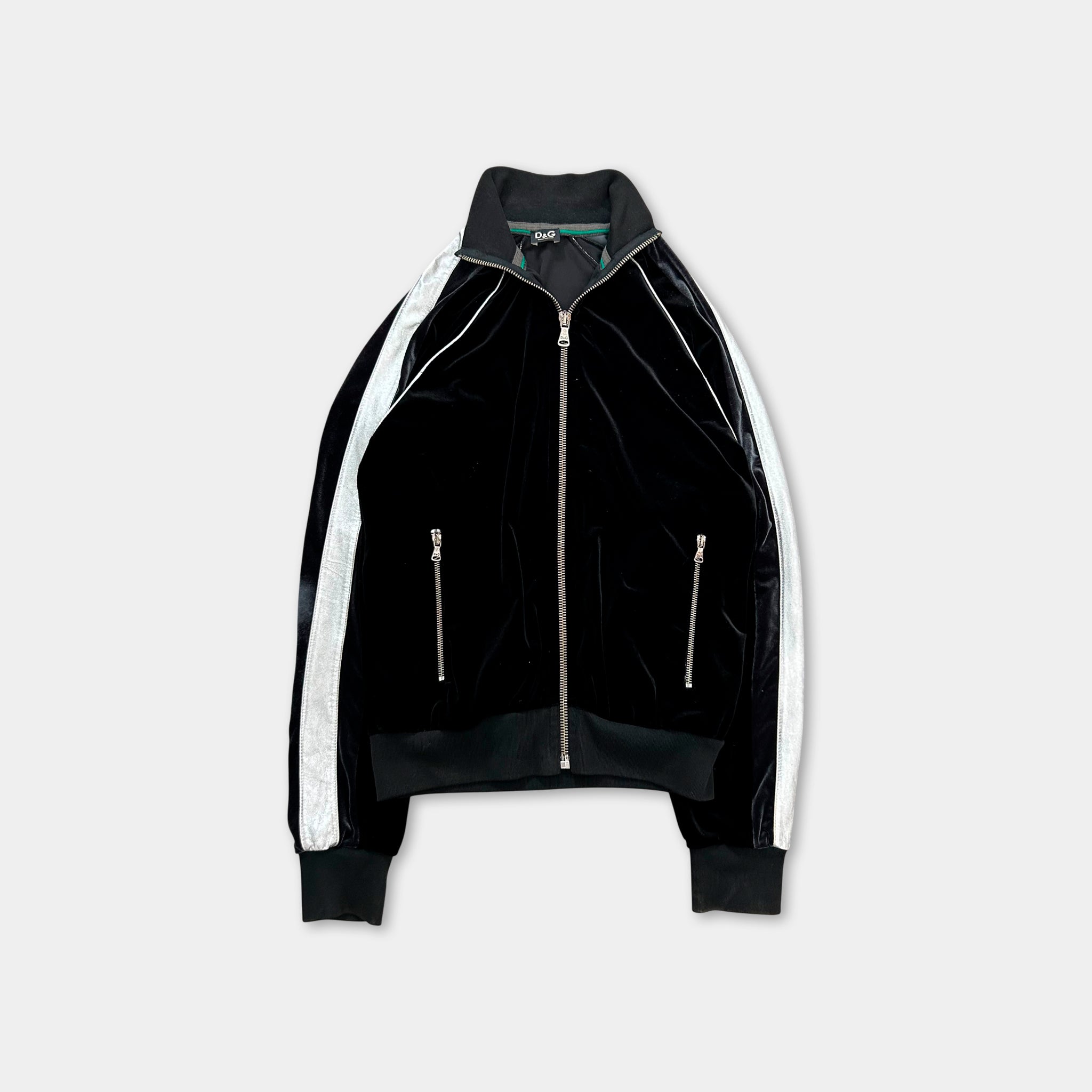 Dolce & Gabbana 2000's Sport Velour Black Track Jacket
