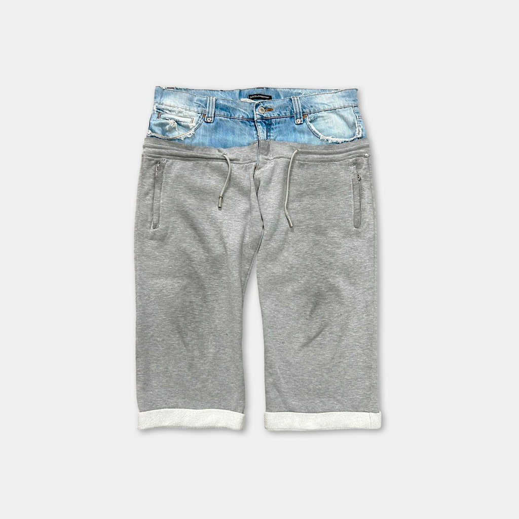 Dolce & Gabbana Hybrid Denim-Sweatpant Shorts