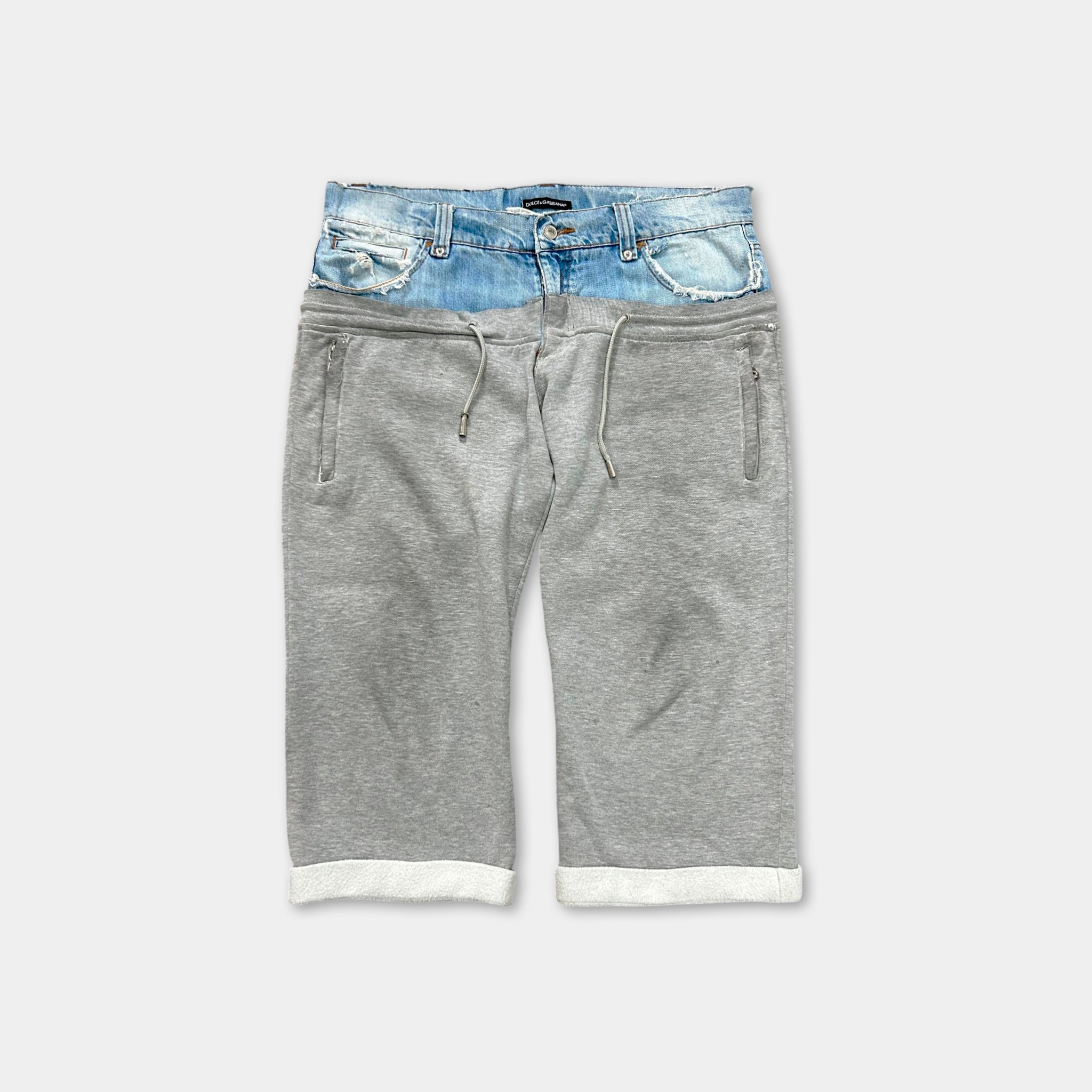 Dolce & Gabbana Hybrid Denim-Sweatpant Shorts