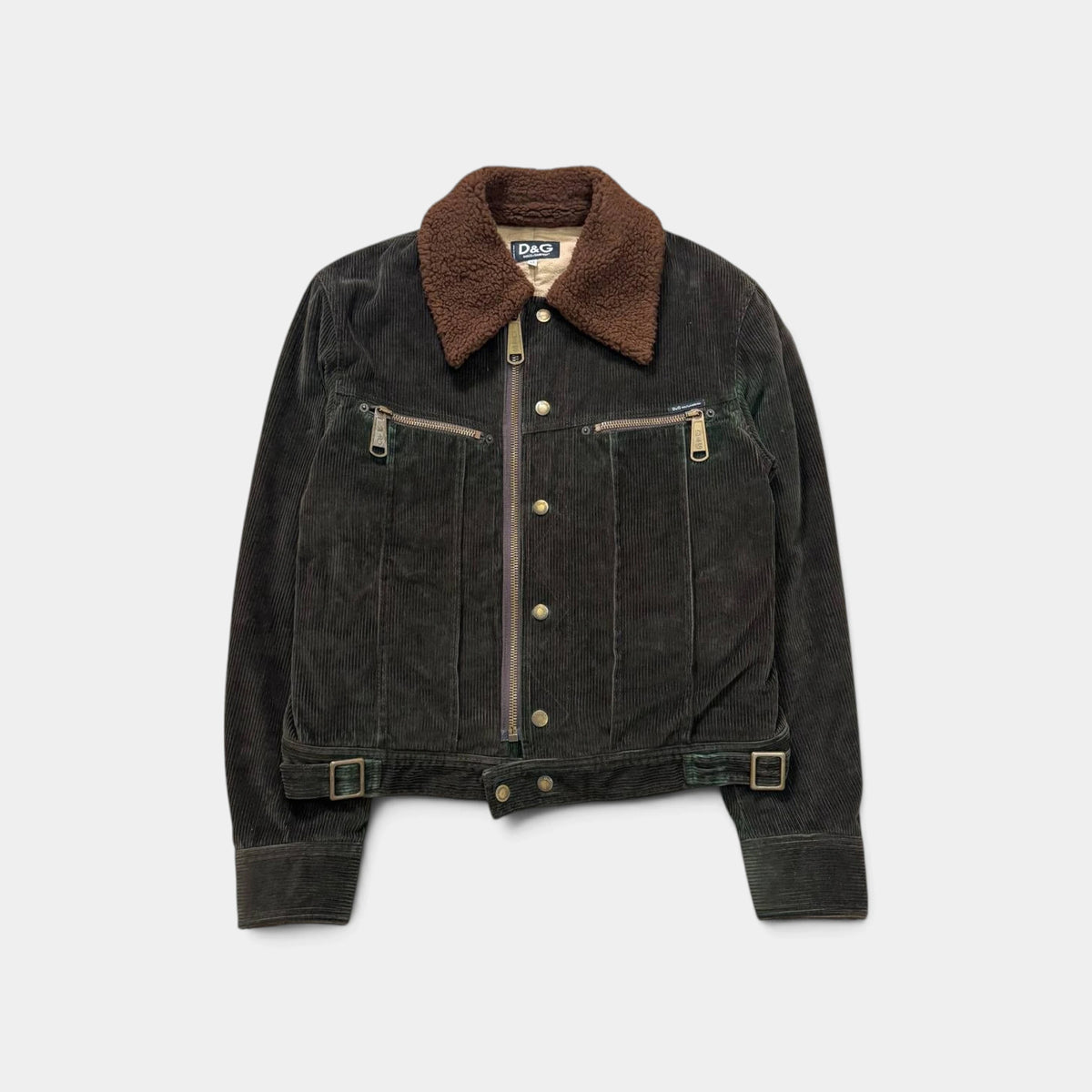 Dolce & Gabbana 2000s Brown Corduroy Shearling Collar Jacket