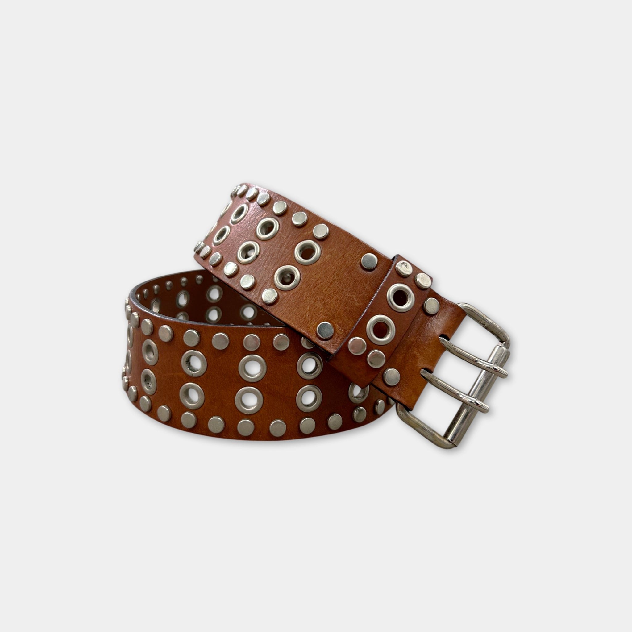 Dolce & Gabbana 2000s Brown Studded Leather Belt