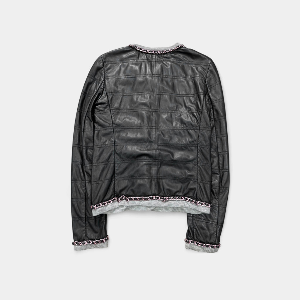 Dolce & Gabbana Chain Trim and Black Leather Jacket