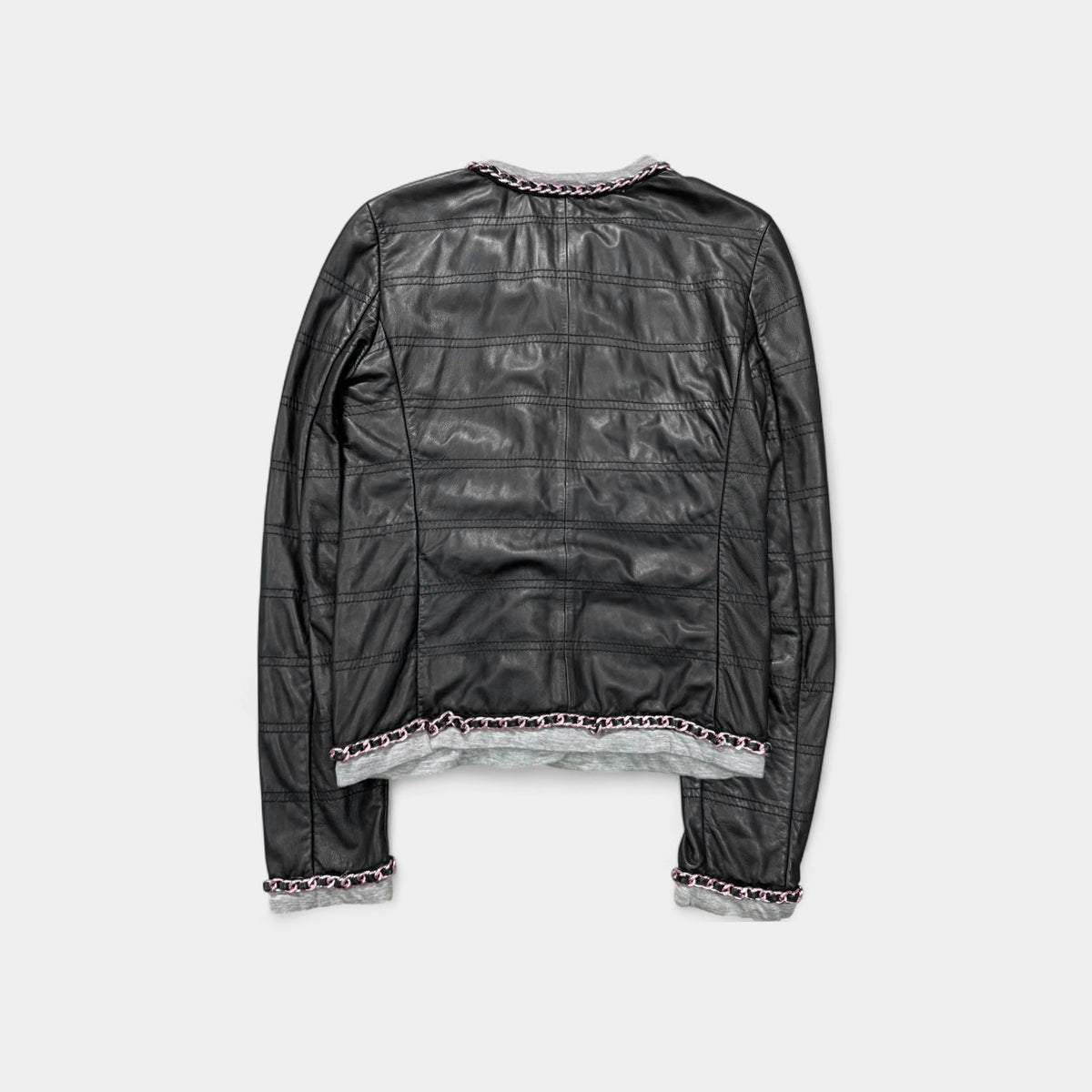 Dolce & Gabbana Chain Trim and Black Leather Jacket