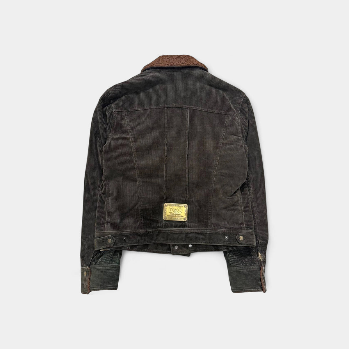 Dolce & Gabbana 2000s Brown Corduroy Shearling Collar Jacket