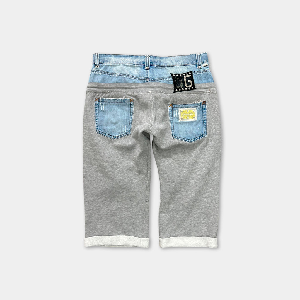 Dolce & Gabbana Hybrid Denim-Sweatpant Shorts