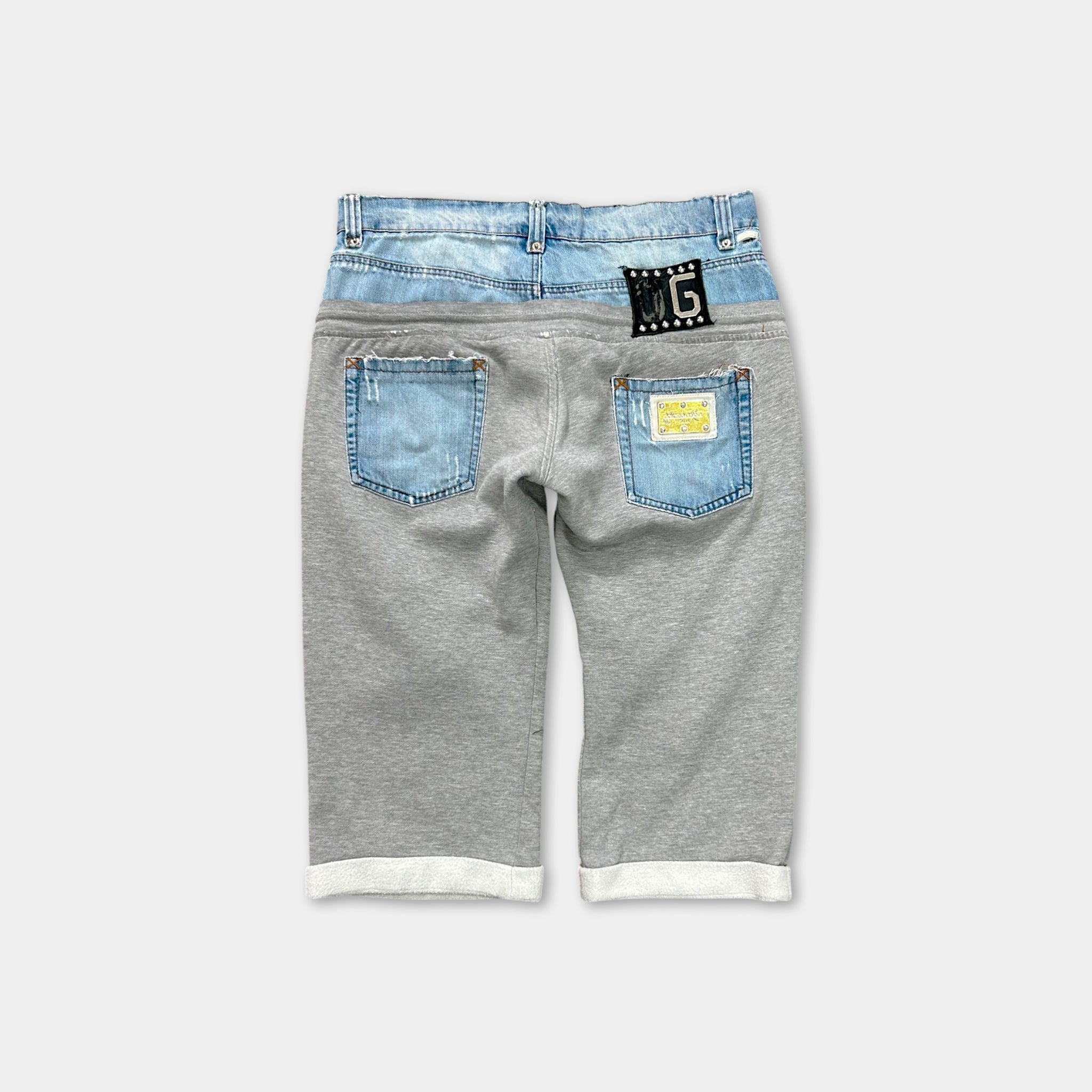 Dolce & Gabbana Hybrid Denim-Sweatpant Shorts
