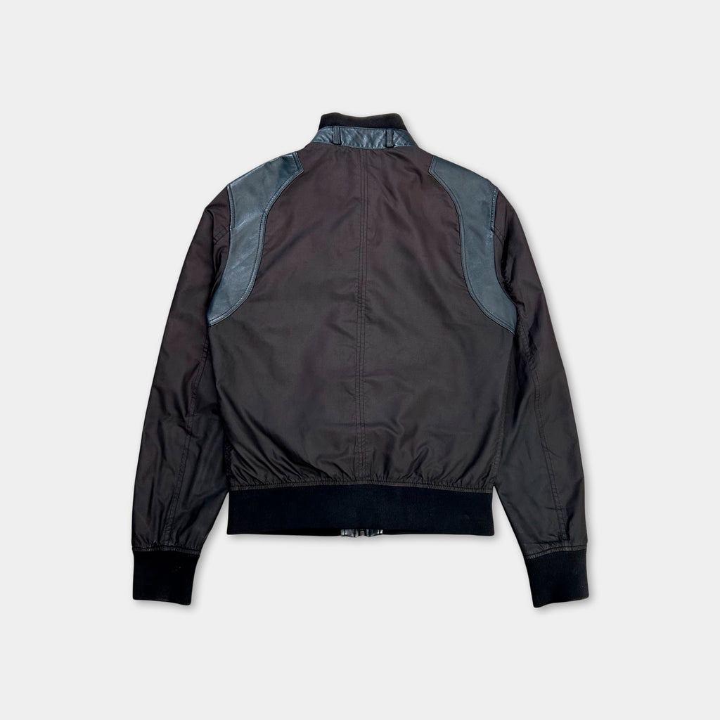 Dolce & Gabbana Nylon Leather Black Jacket