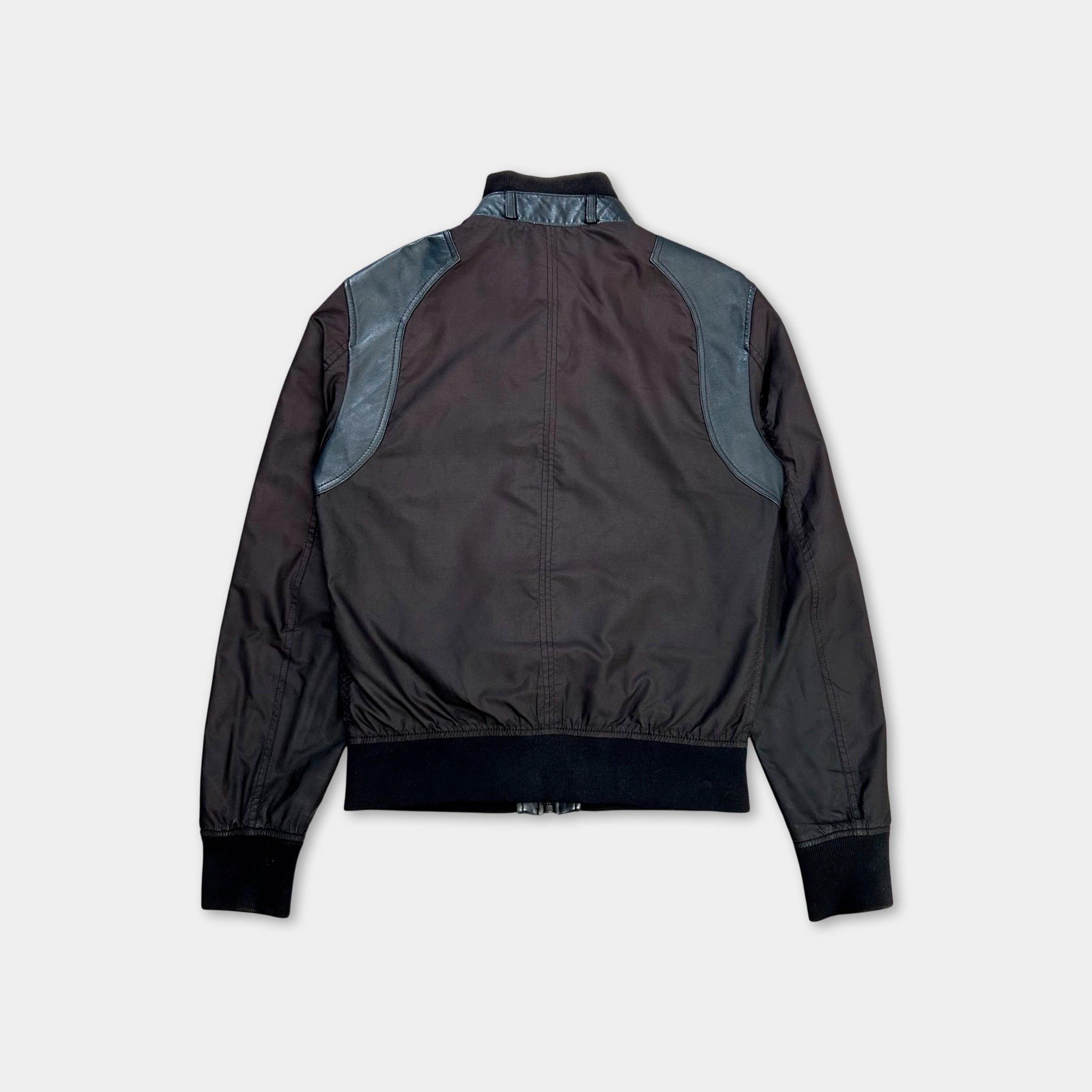 Dolce & Gabbana Nylon Leather Black Jacket