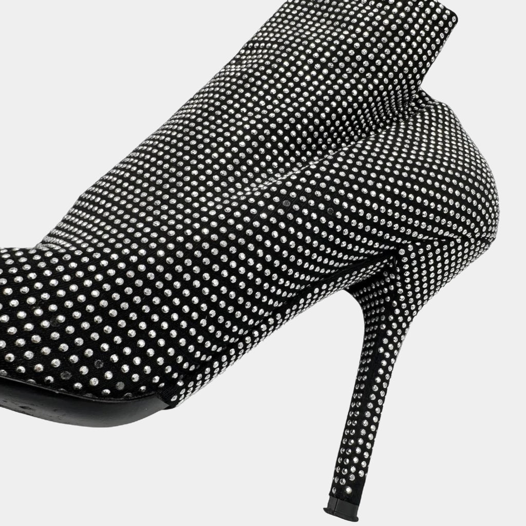 Dolce & Gabbana Crystal Embellished Peep-Toe Sock Ankle Boots