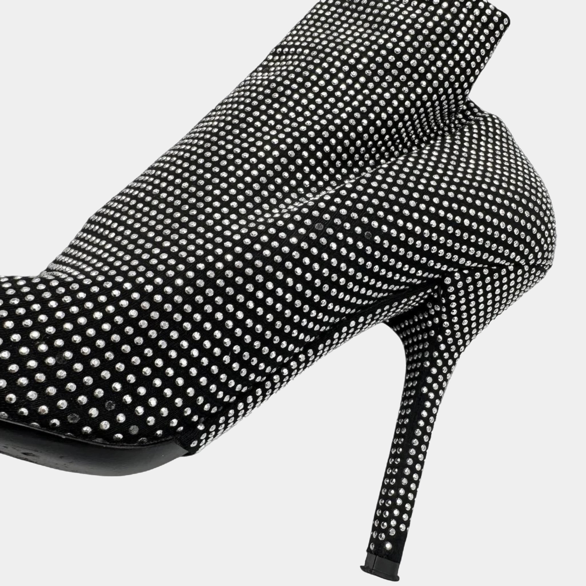 Dolce & Gabbana Crystal Embellished Peep-Toe Sock Ankle Boots
