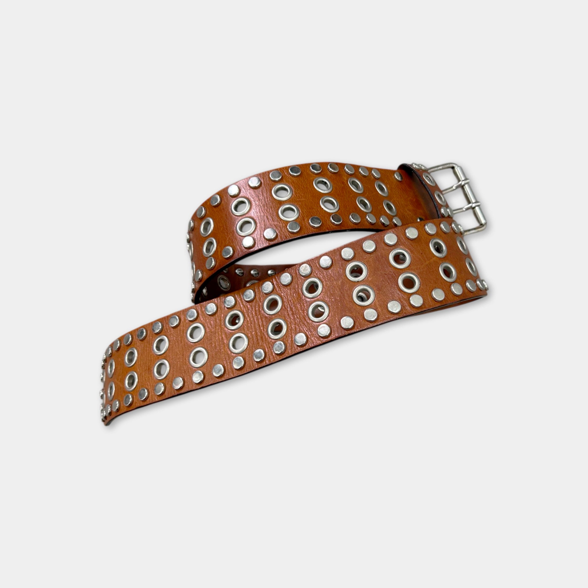 Dolce & Gabbana 2000s Brown Studded Leather Belt