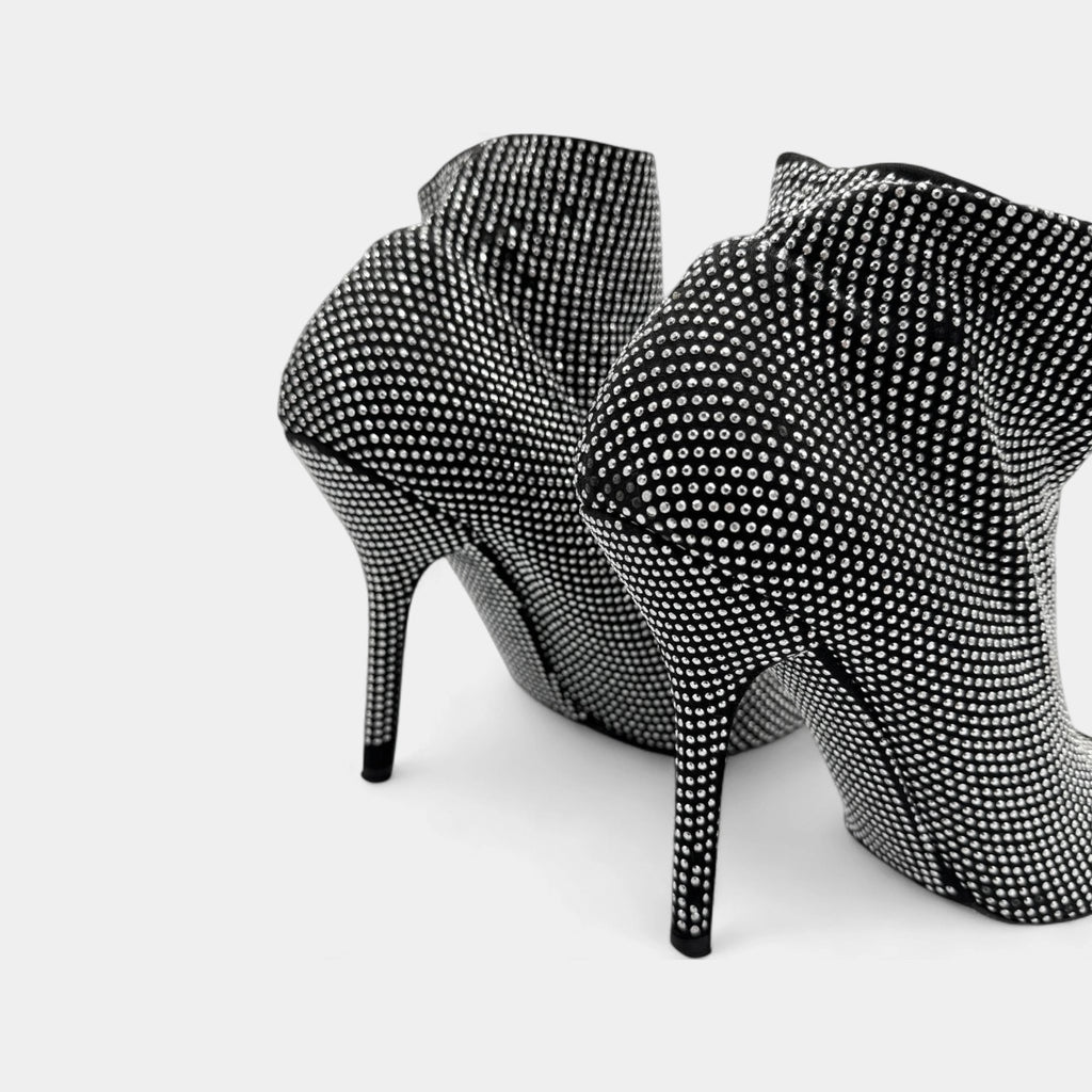 Dolce & Gabbana Crystal Embellished Peep-Toe Sock Ankle Boots