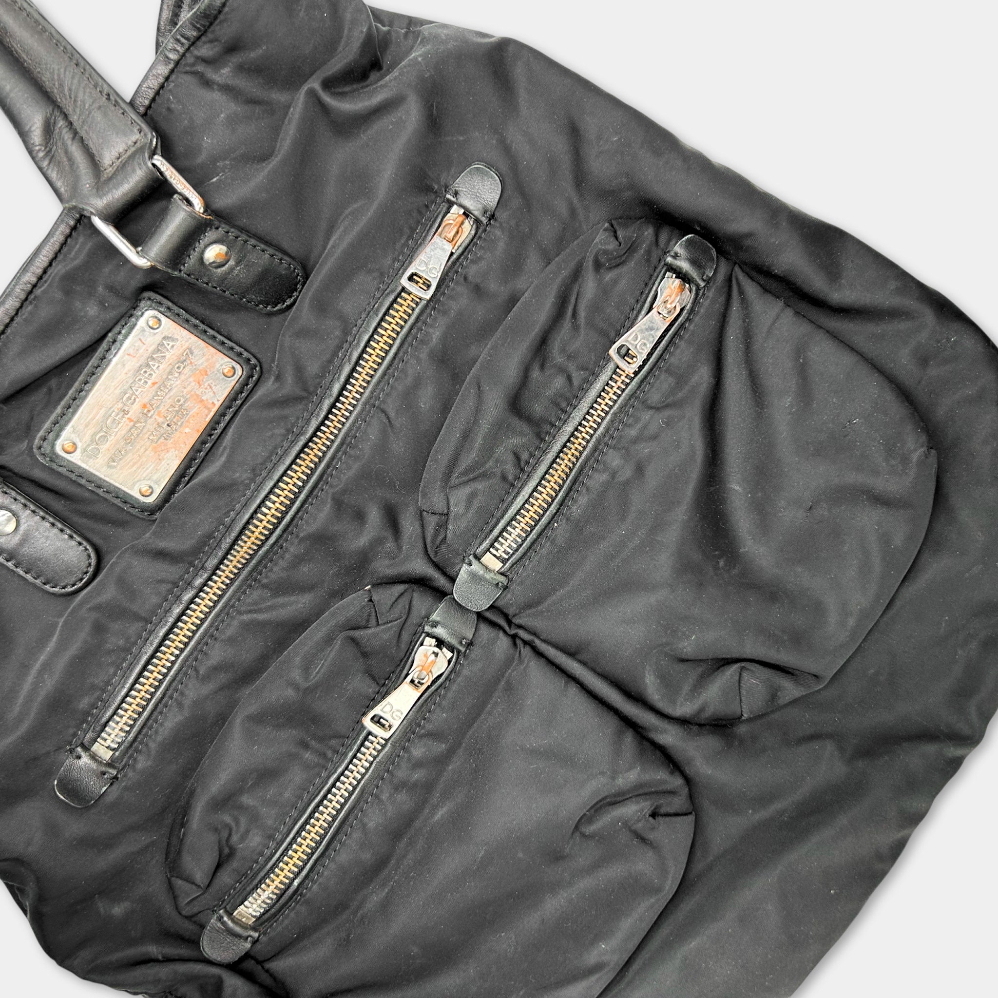 Dolce & Gabbana Black Nylon Leather Bag