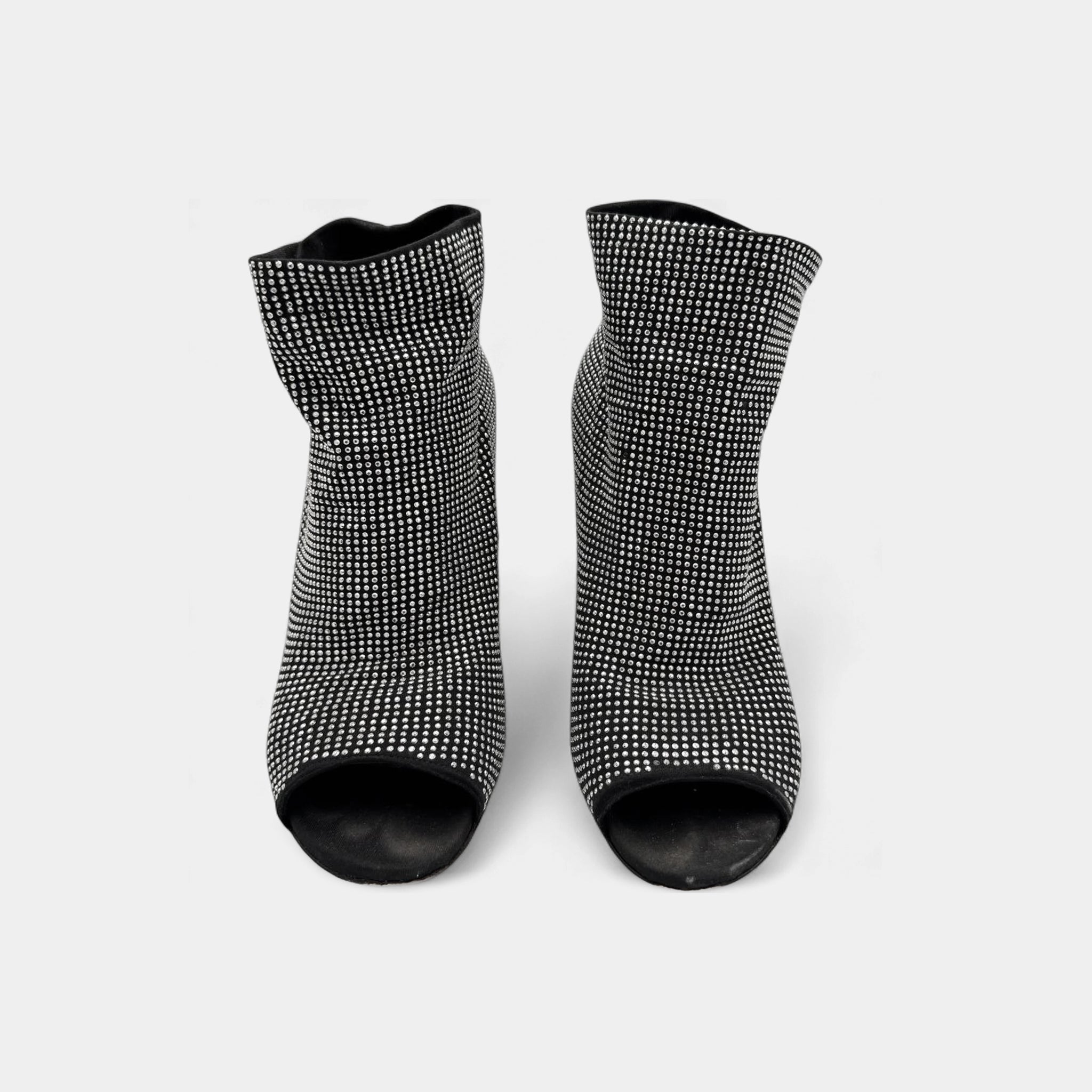 Dolce & Gabbana Crystal Embellished Peep-Toe Sock Ankle Boots