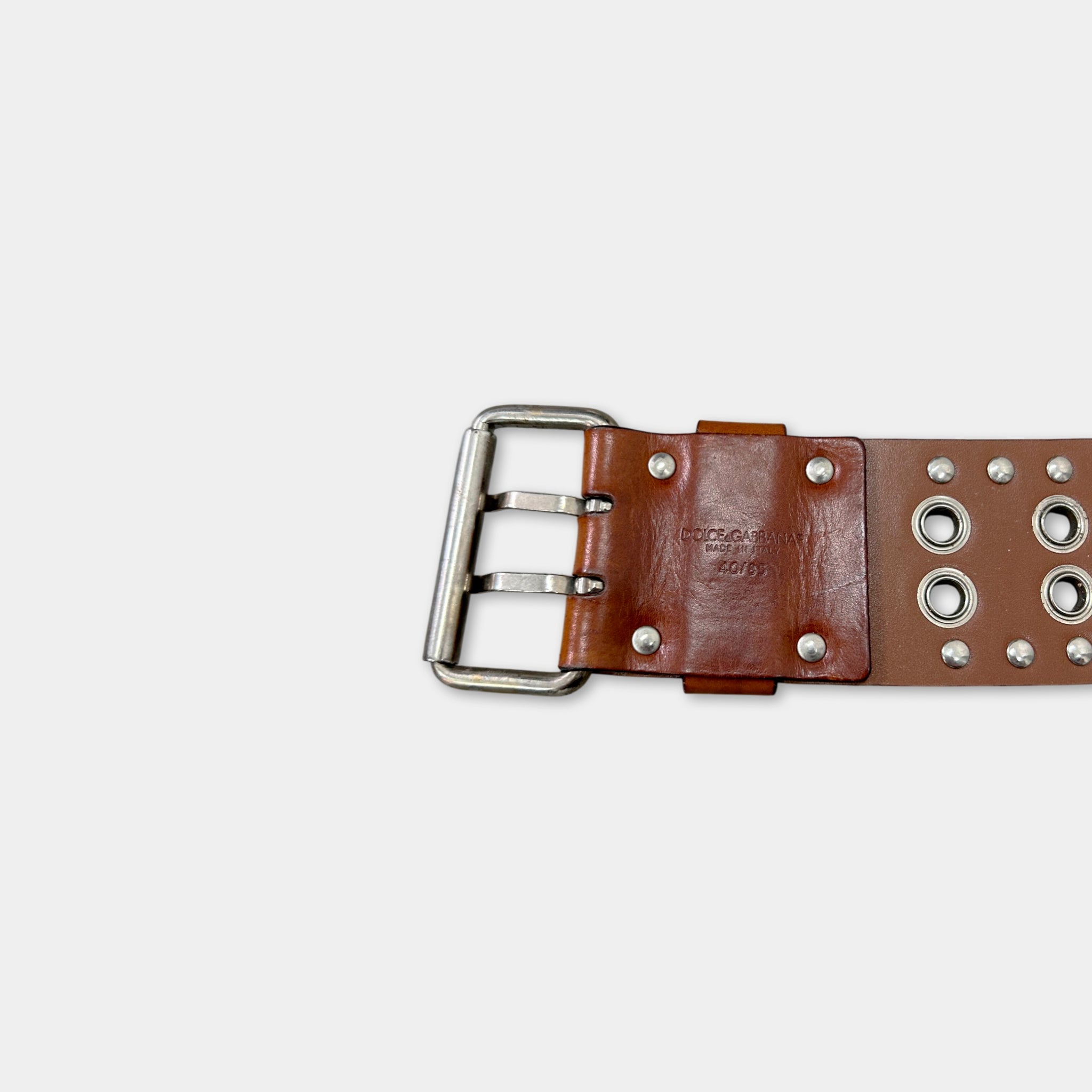 Dolce & Gabbana 2000s Brown Studded Leather Belt