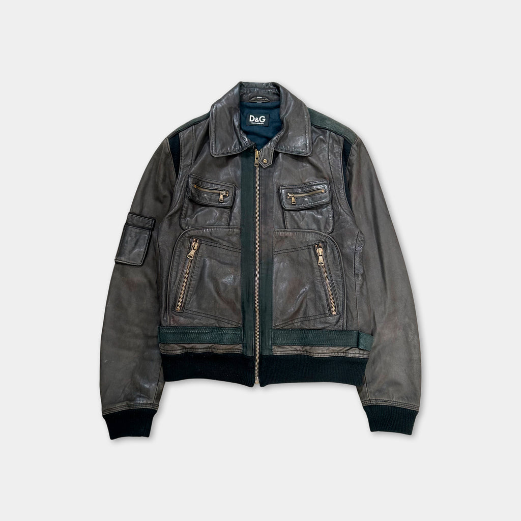 Dolce & Gabbana 2010s Dark Brown Leather Jacket