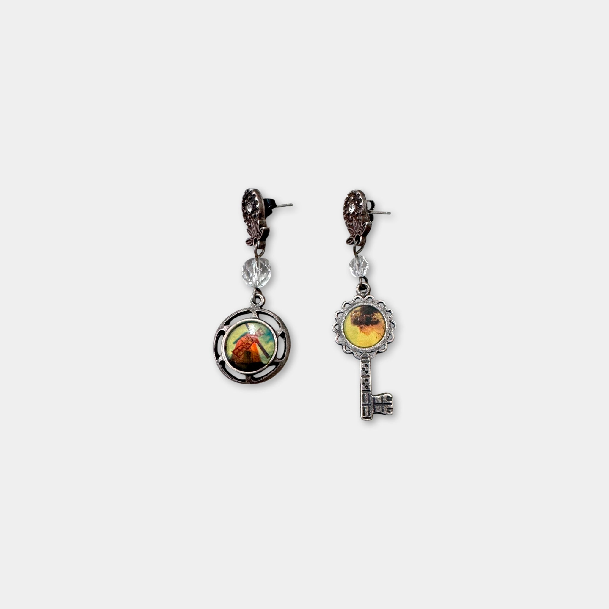 Dolce & Gabbana Vintage Antique Silver Key Earrings