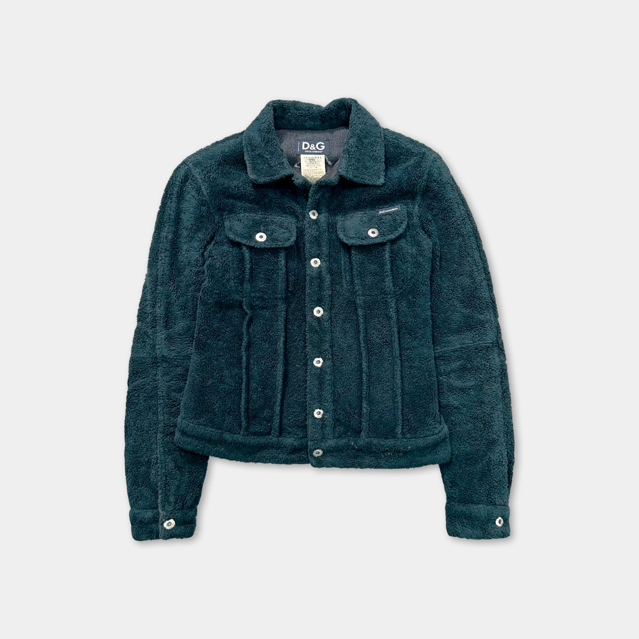 Dolce & Gabbana Towel Texture Dark Turquoise Fur Jackets