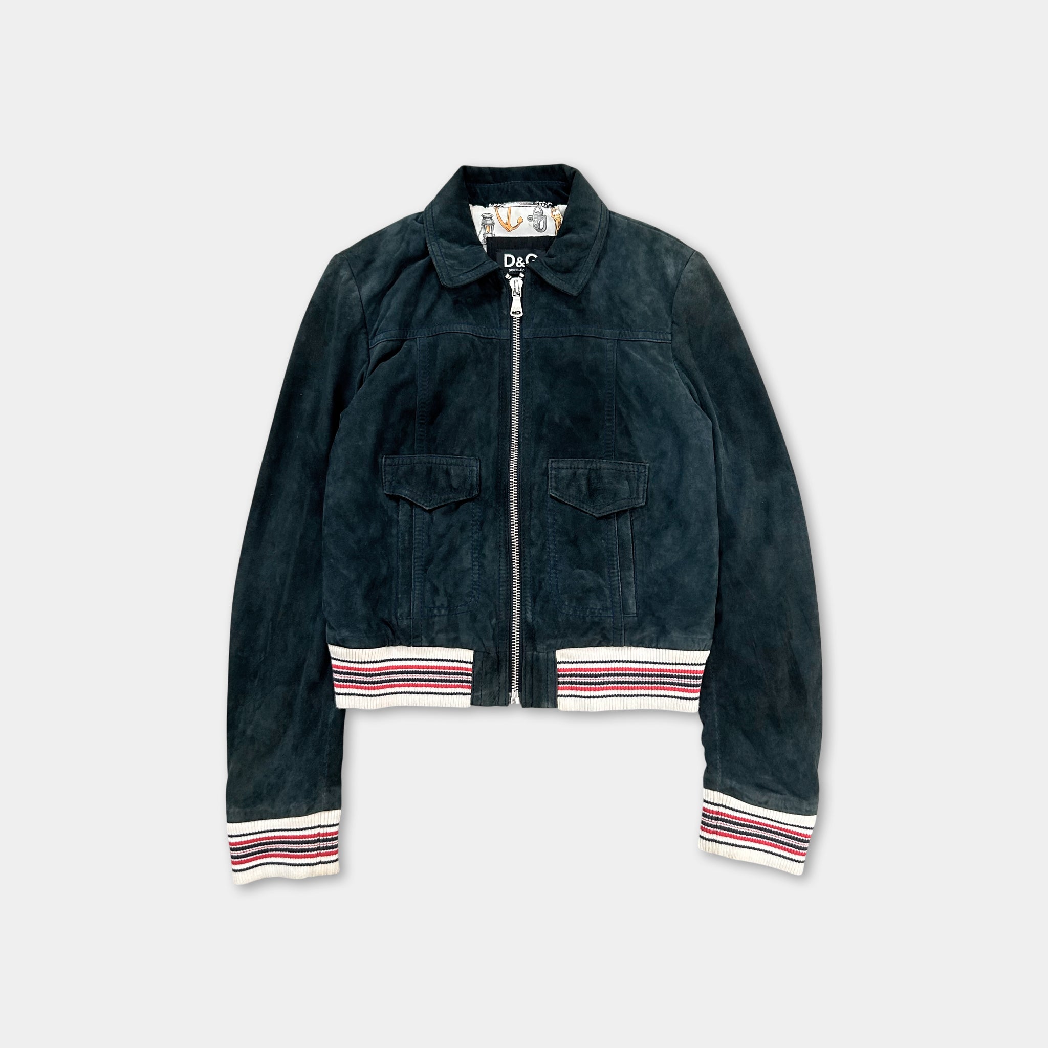Dolce & Gabbana 2000's Navy Suede Jacket