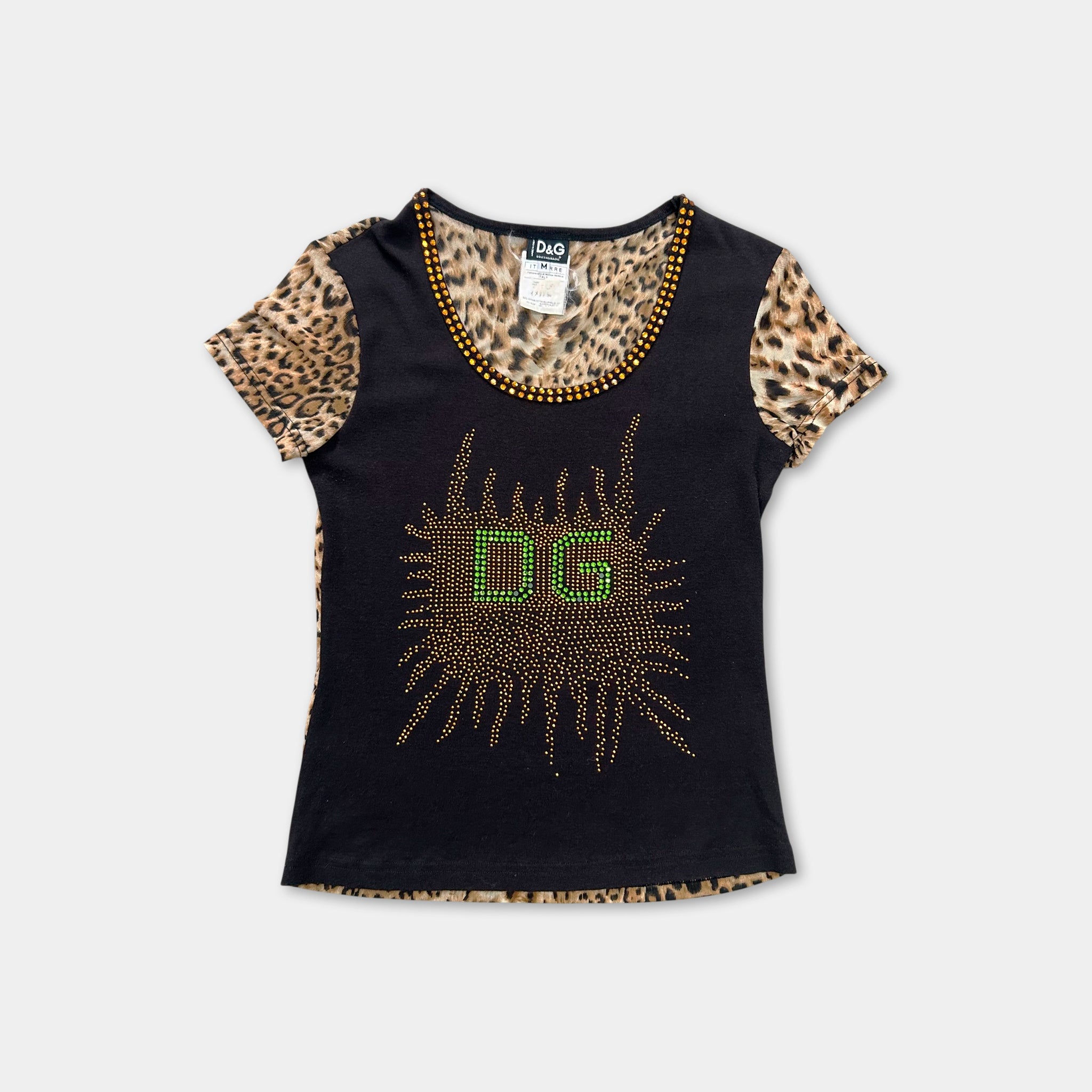 Dolce & Gabbana 2000s Rhinestone Leopard Tee