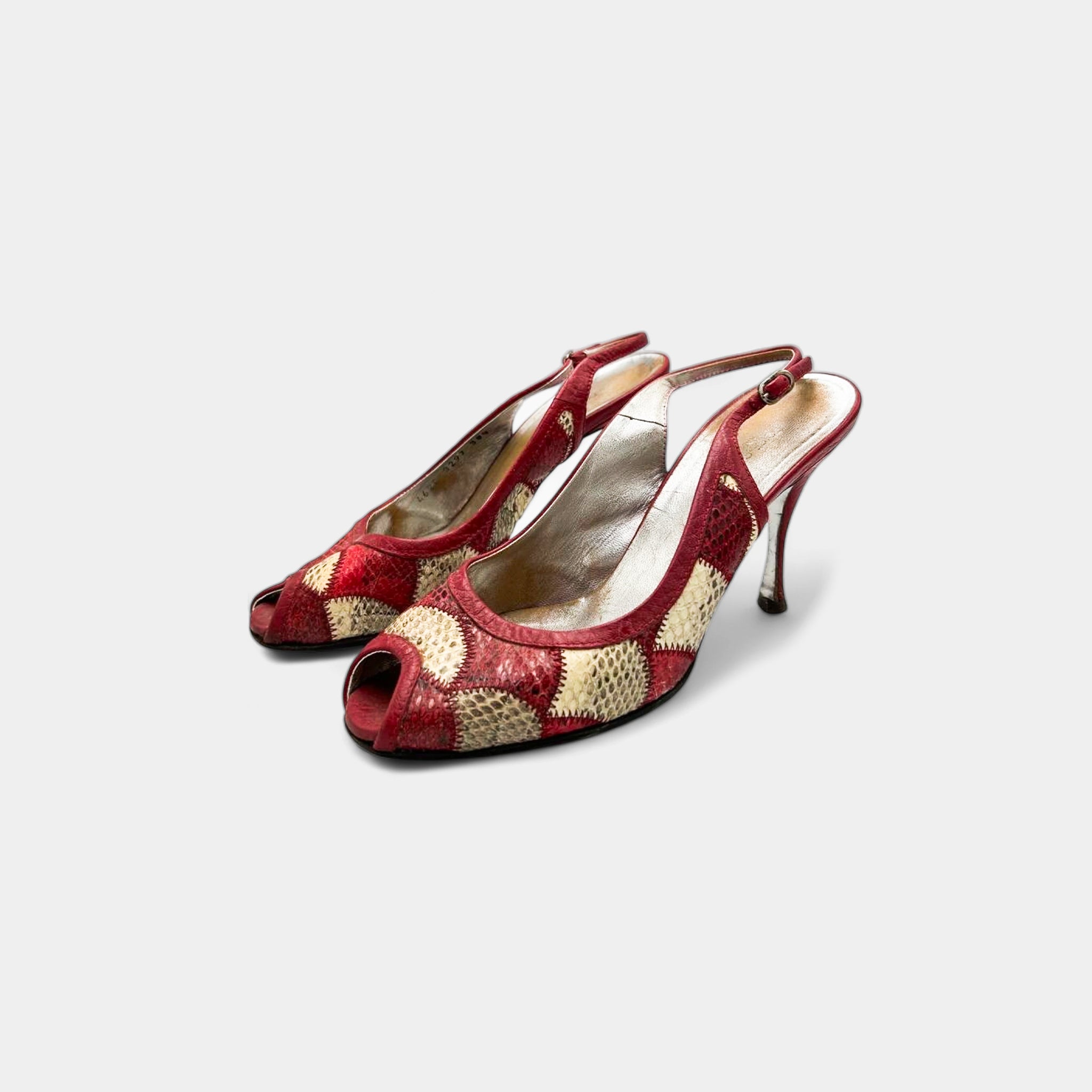 Dolce & Gabbana SS01 Snakeskin Patchwork Slingback Heels