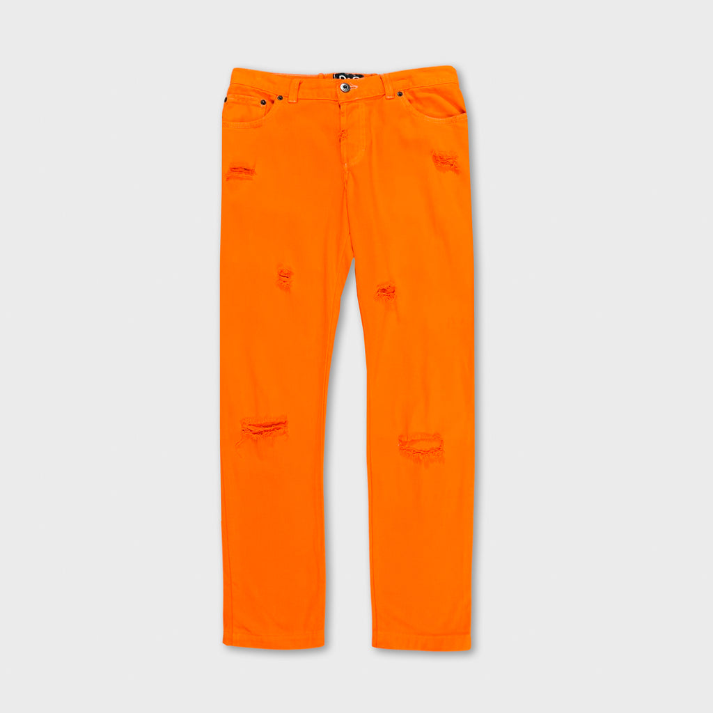 Dolce & Gabbana Orange Distressed Straight Leg Pants
