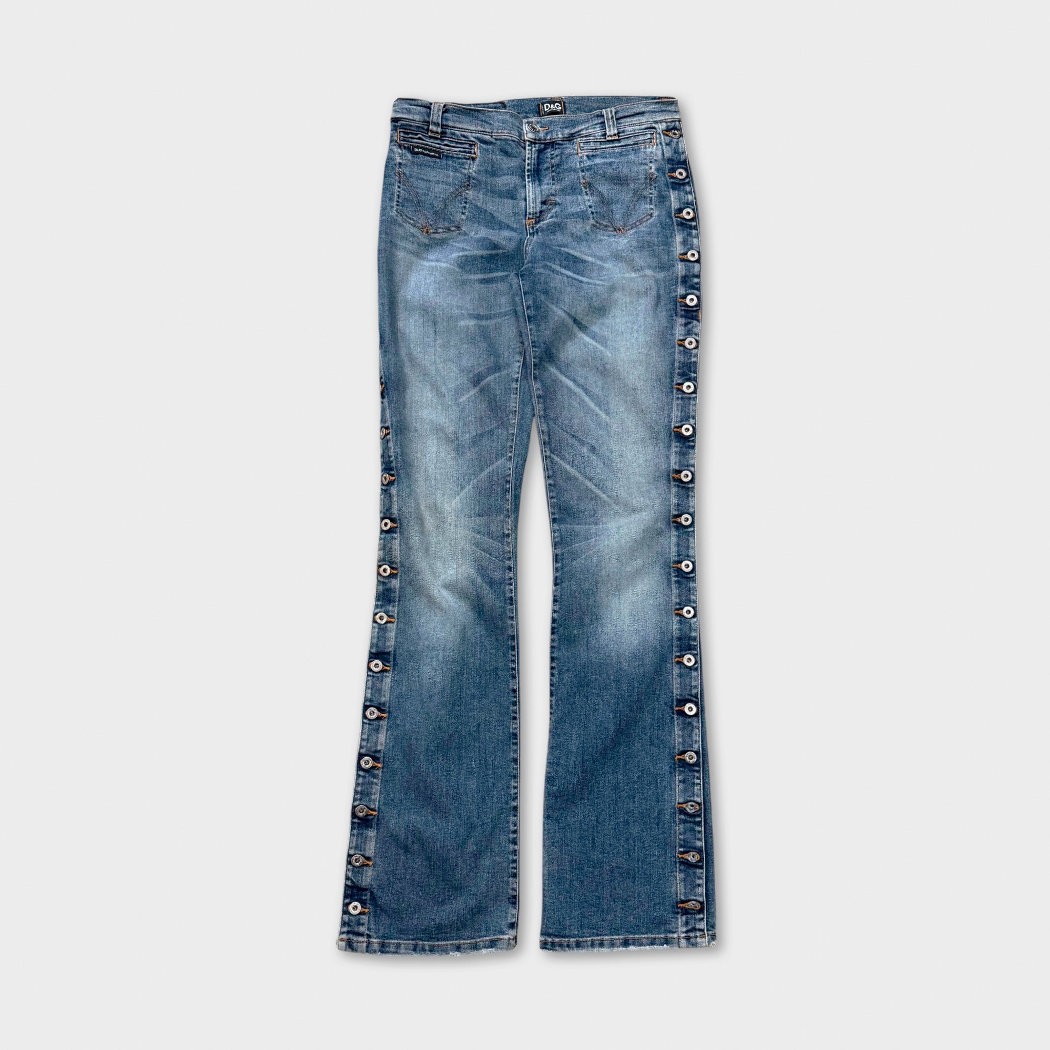 Dolce & Gabbana Full Side-Button Indigo Flare Jeans