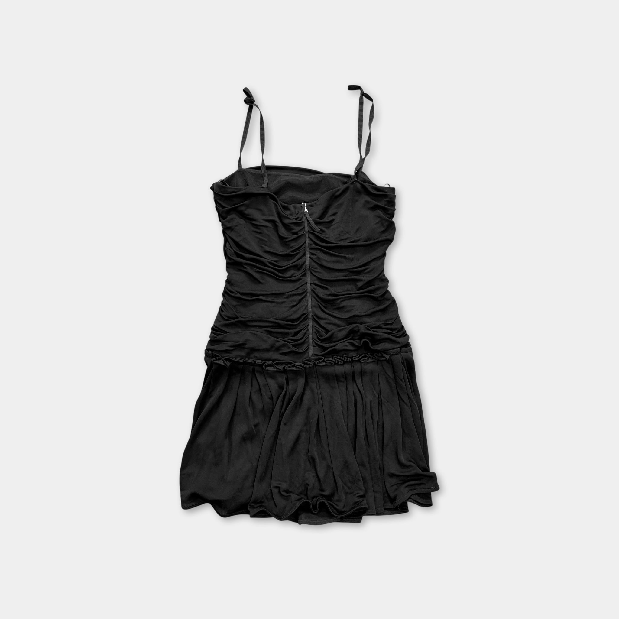 Dolce & Gabbana Vintage Black Ruched Drop-Waist Dress