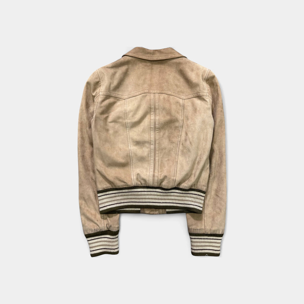 Dolce & Gabbana Beige Suede Cargo Varsity Jacket