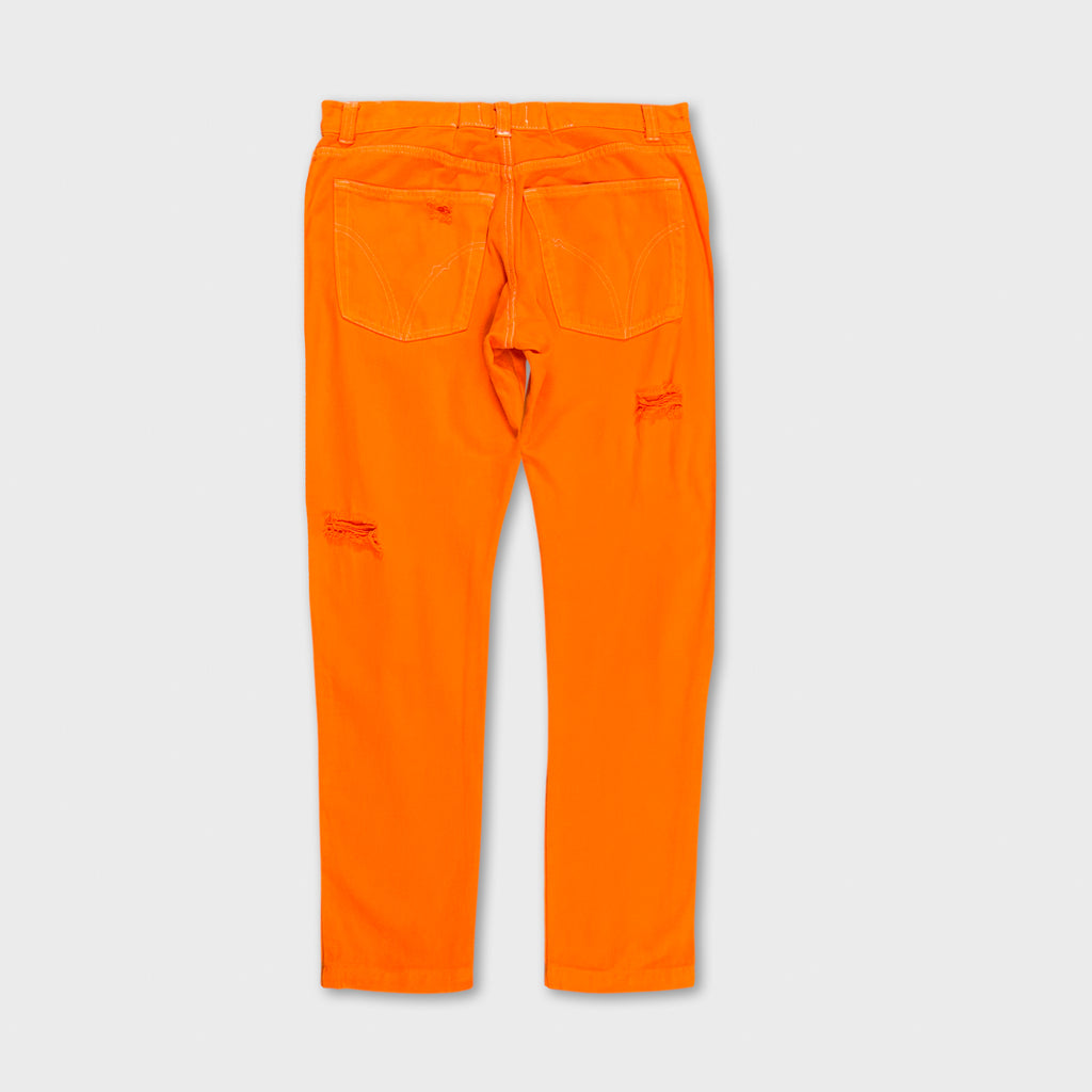 Dolce & Gabbana Orange Distressed Straight Leg Pants