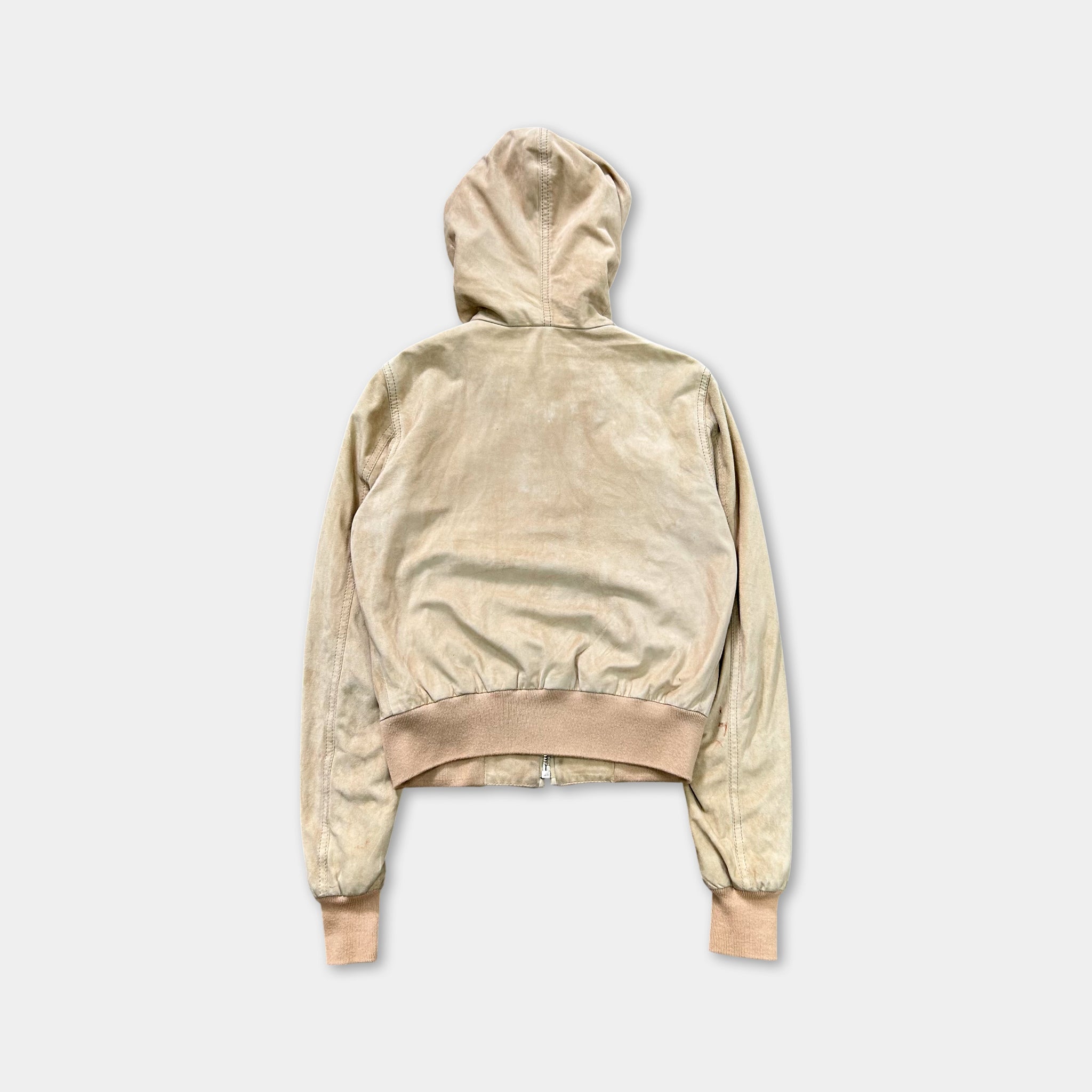 Dolce & Gabbana 2000s Cropped Camel Beige Suede Zip Hoodie