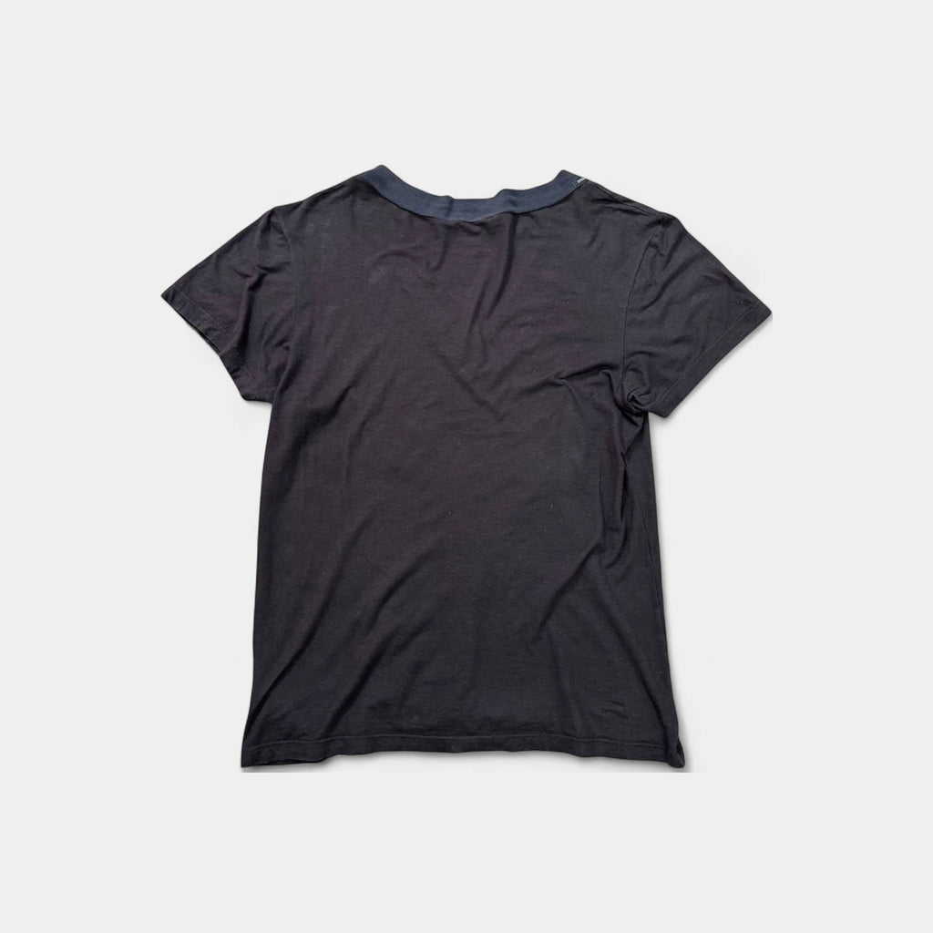 Dolce & Gabbana Black Deep V-Neck Contrast Collar T-Shirt