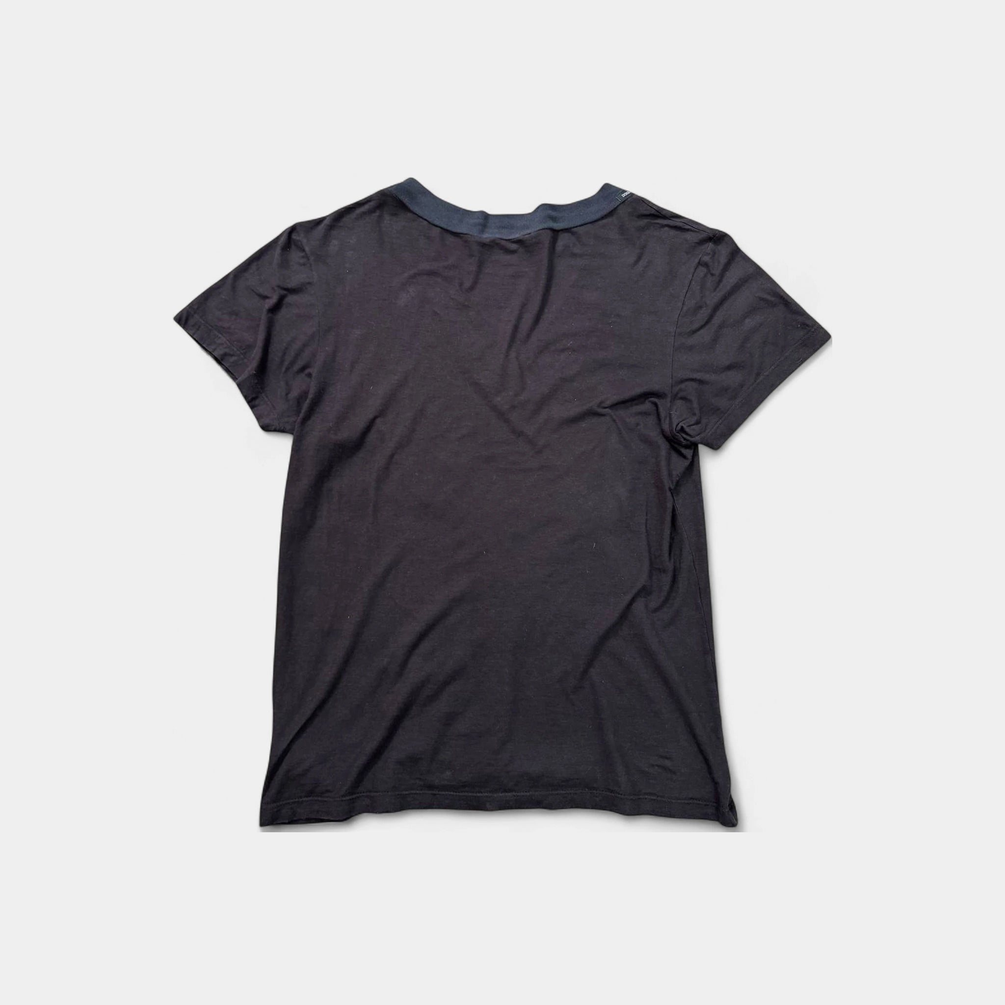 Dolce & Gabbana Black Deep V-Neck Contrast Collar T-Shirt